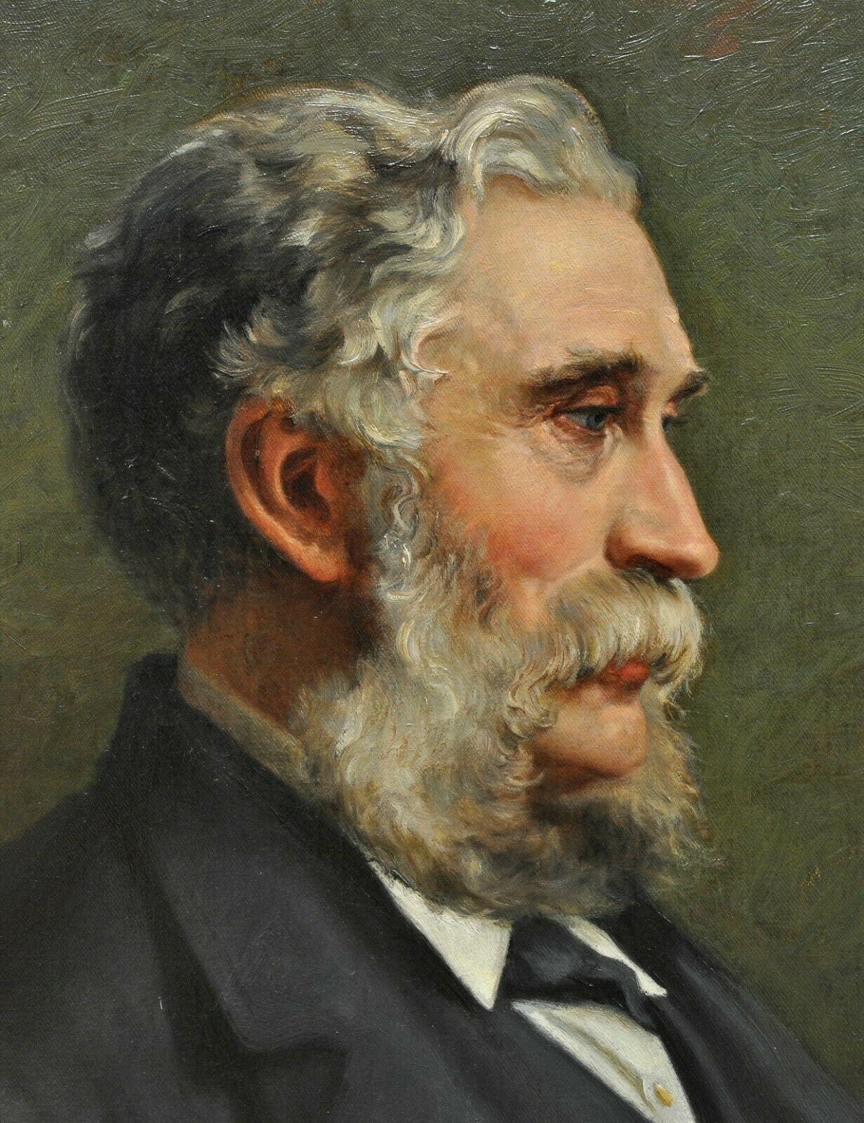 Portrait d'un Gentleman - Huile sur toile anglaise du 19ème siècle - Peinture ancienne d'un homme - Noir Portrait Painting par Ralph Hedley