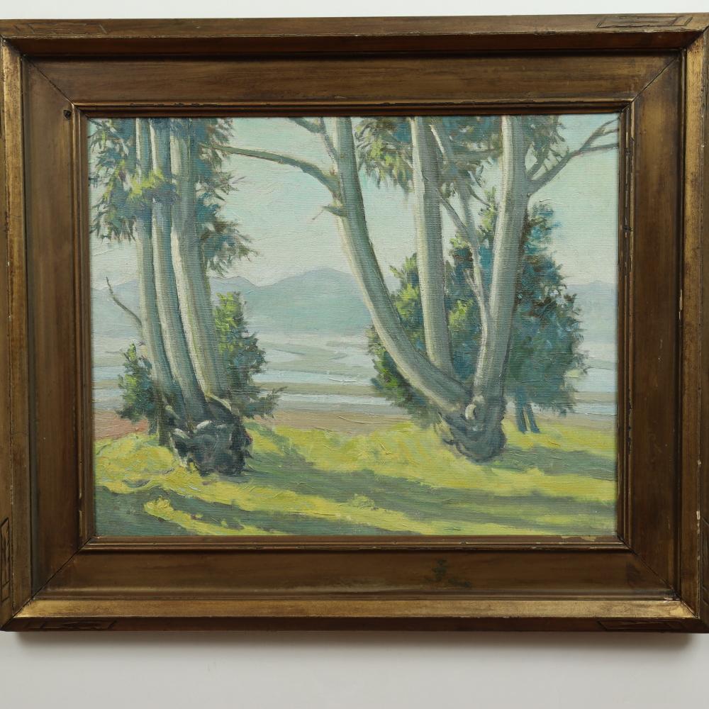 Dipinto a mano Ralph Holmes - Paesaggio plein air della California - Olio su tela - Circa 1920 in vendita