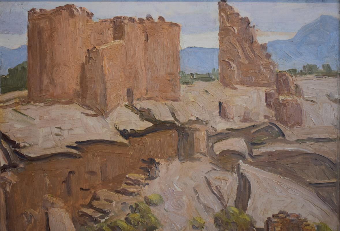 Monument national de Hovenweep en ruines de tour carrée, Utah - Painting de Ralph Holmes