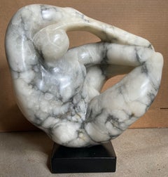 Vintage "Woman Combing her Hair" - Mid-Century Modern Nude Sculpture