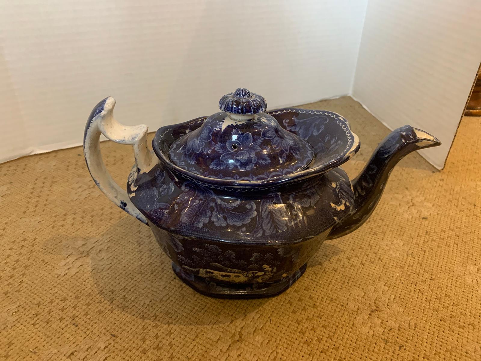 Ralph & James Clews Marked English Staffordshire Transferware Teapot, circa 1825 For Sale 10