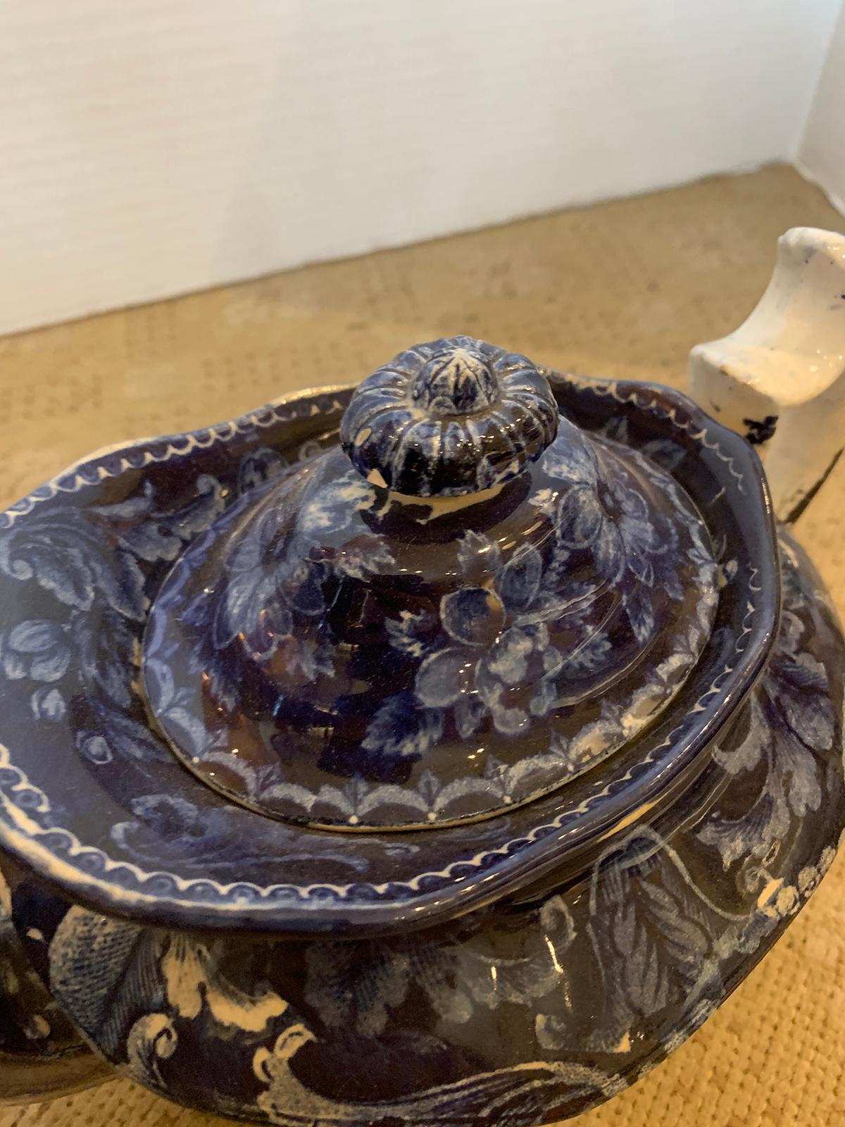 Ralph & James Clews Marked English Staffordshire Transferware Teapot, circa 1825 In Good Condition For Sale In Atlanta, GA