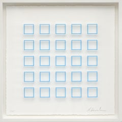 Minimal artwork with blue acrylic glass on paper by Ralph Kerstner: Blue ice