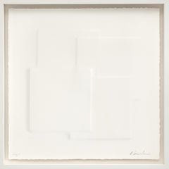 White minimal artwork on paper by Ralph Kerstner "Konkret" embossing ed. 5/7