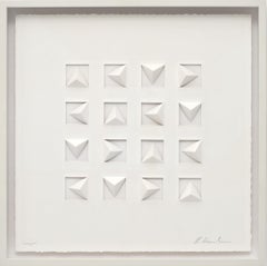 Peinture d'art minimale blanche sur papier de Ralph Kerstner : poussière de Pythago