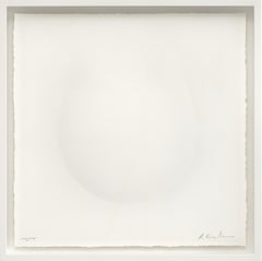 White minimal artwork on paper by Ralph Kerstner: Raindrop