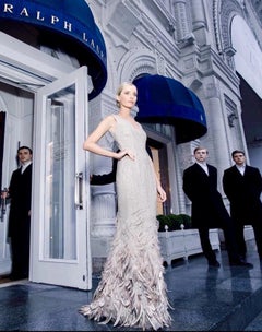 Ralph Lauren 1 OF 1 feather gown hand-beaded platinum thread -  Special Occasion