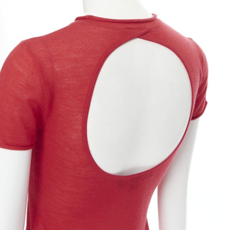 RALPH LAUREN  100% cashmere circle cut out back short sleeve knitted top XS
Reference: LNKO/A01725
Brand: Ralph Lauren
Material: Cashmere
Color: Red
Pattern: Solid
Extra Details: Circle cut out back design. 100% cashmere.


Made in: