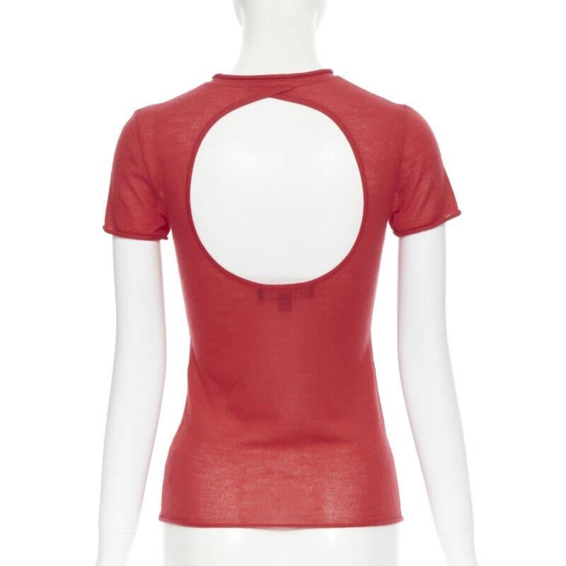 Women's RALPH LAUREN  100% cashmere circle cut out back short sleeve knitted top XS For Sale