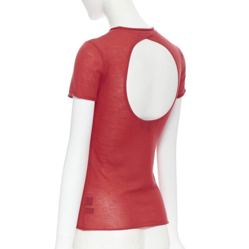 RALPH LAUREN  100% cashmere circle cut out back short sleeve knitted top XS For Sale 1