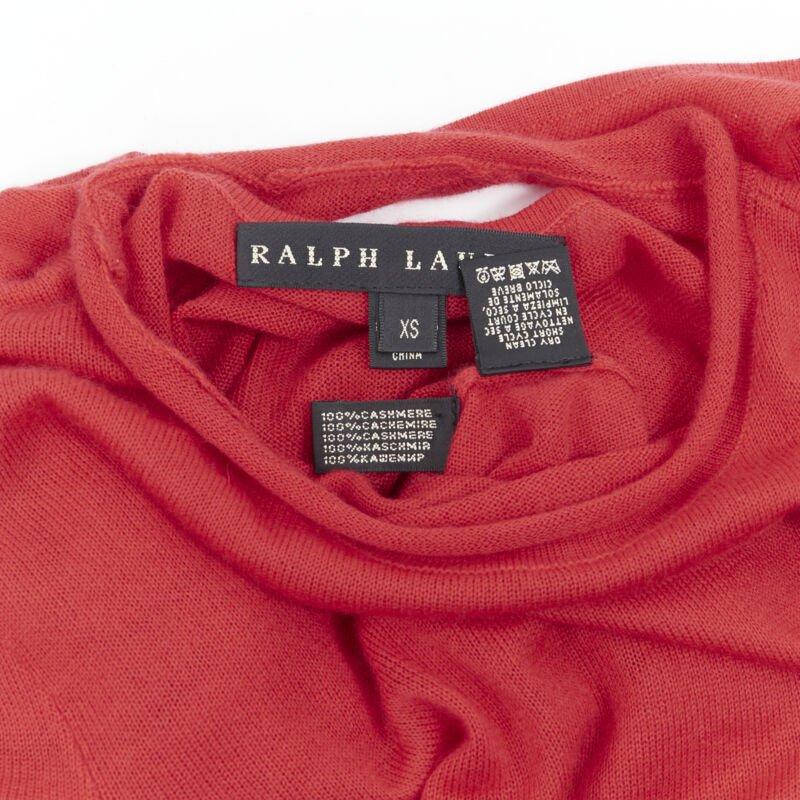 RALPH LAUREN  Top tricoté à manches courtes, 100% cachemire, avec découpe au dos, XS en vente 3
