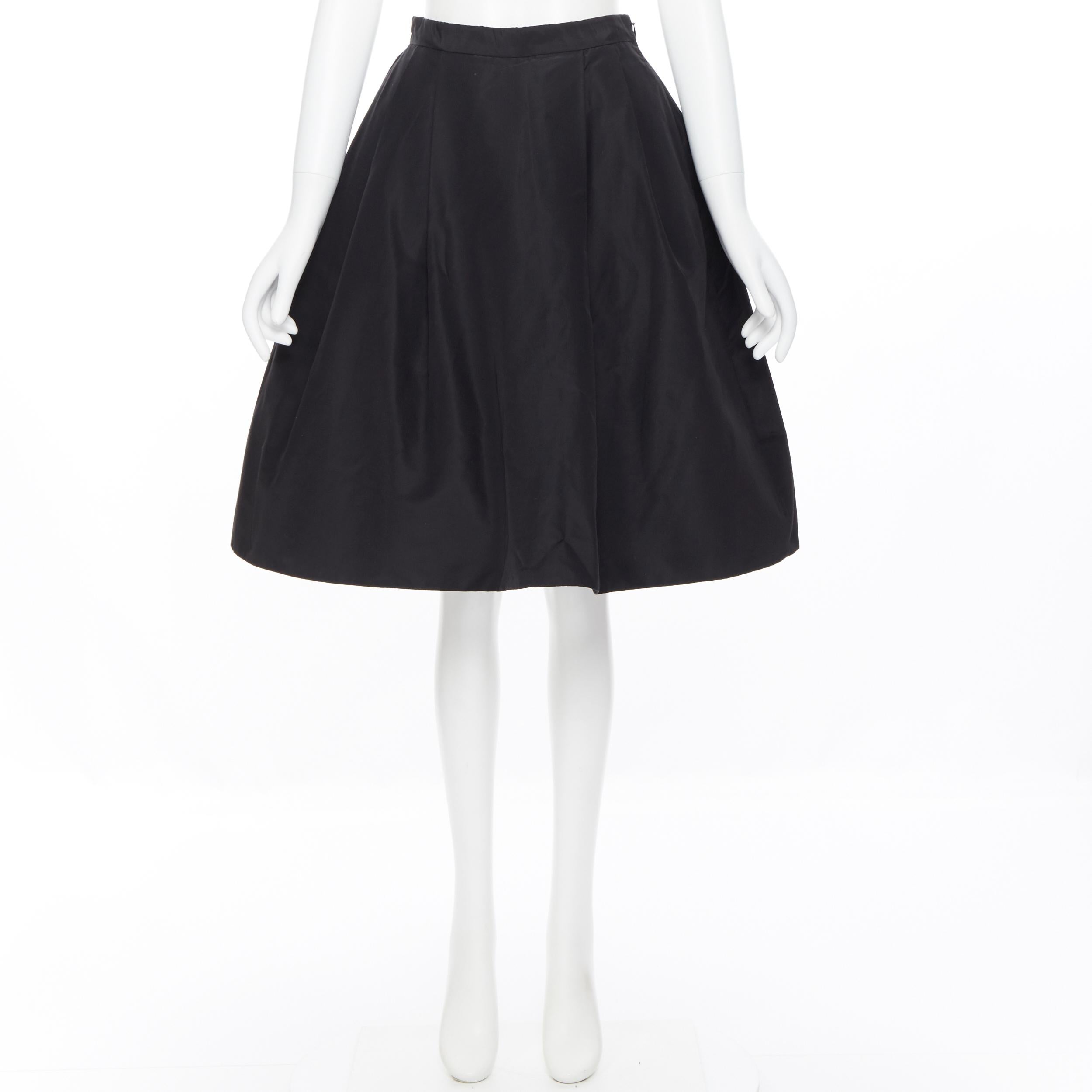 Black RALPH LAUREN 100% mulberry silk black pleated crin lined flared skirt US0