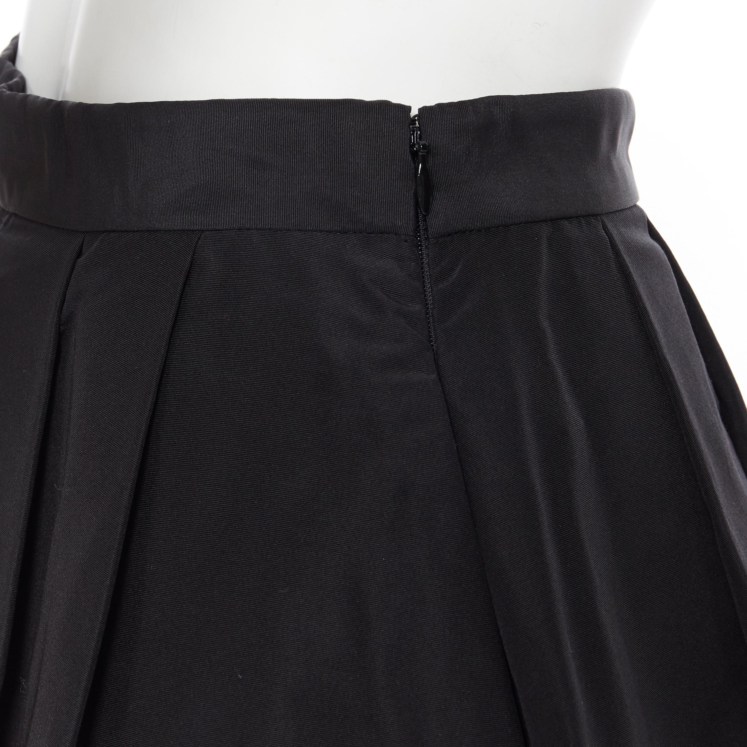 RALPH LAUREN 100% mulberry silk black pleated crin lined flared skirt US0 3