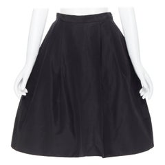 RALPH LAUREN 100% mulberry silk black pleated crin lined flared skirt US0