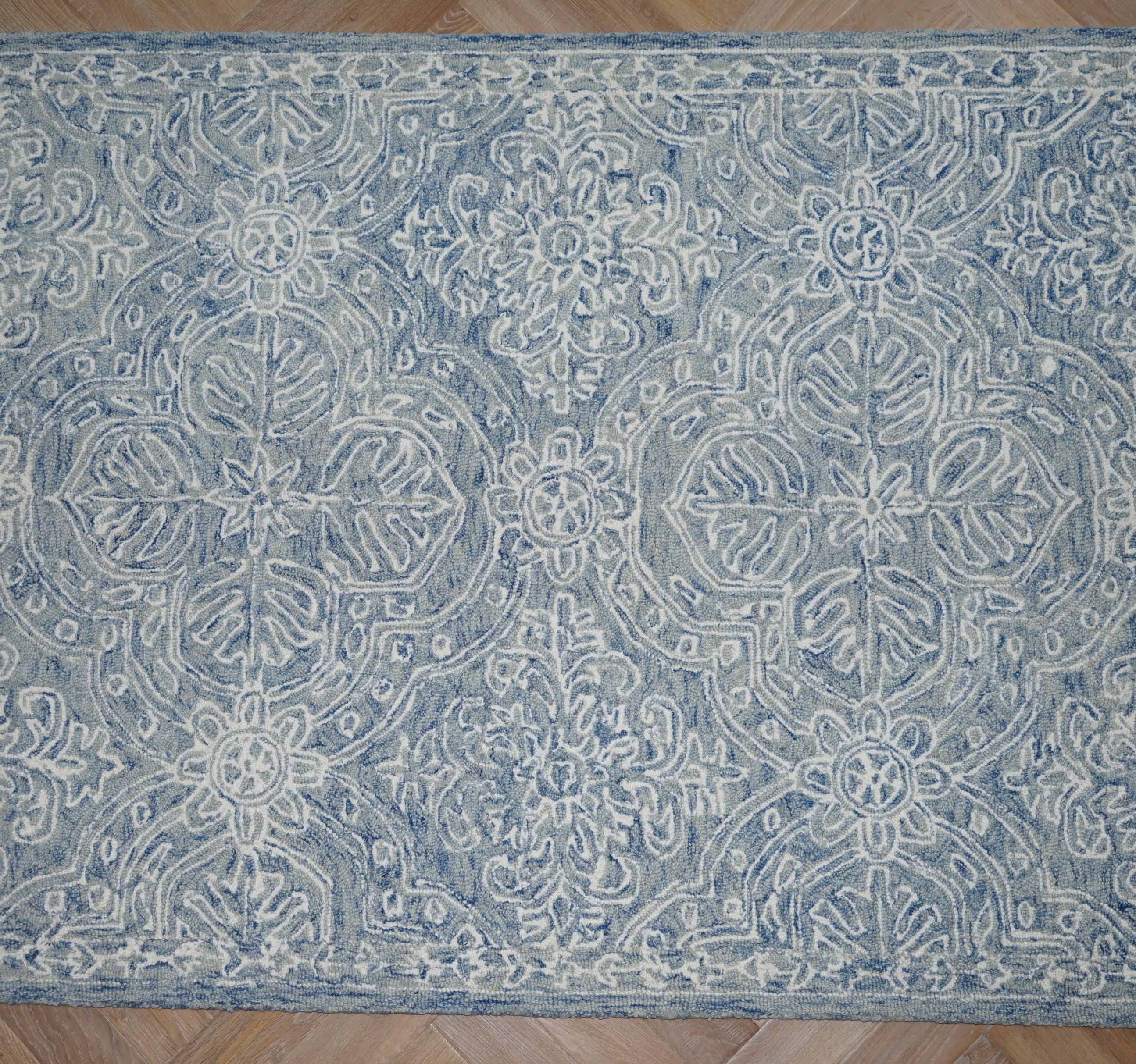 Other Ralph Lauren 100% Wool Pile Rug Chinese Blue Ivory Finish