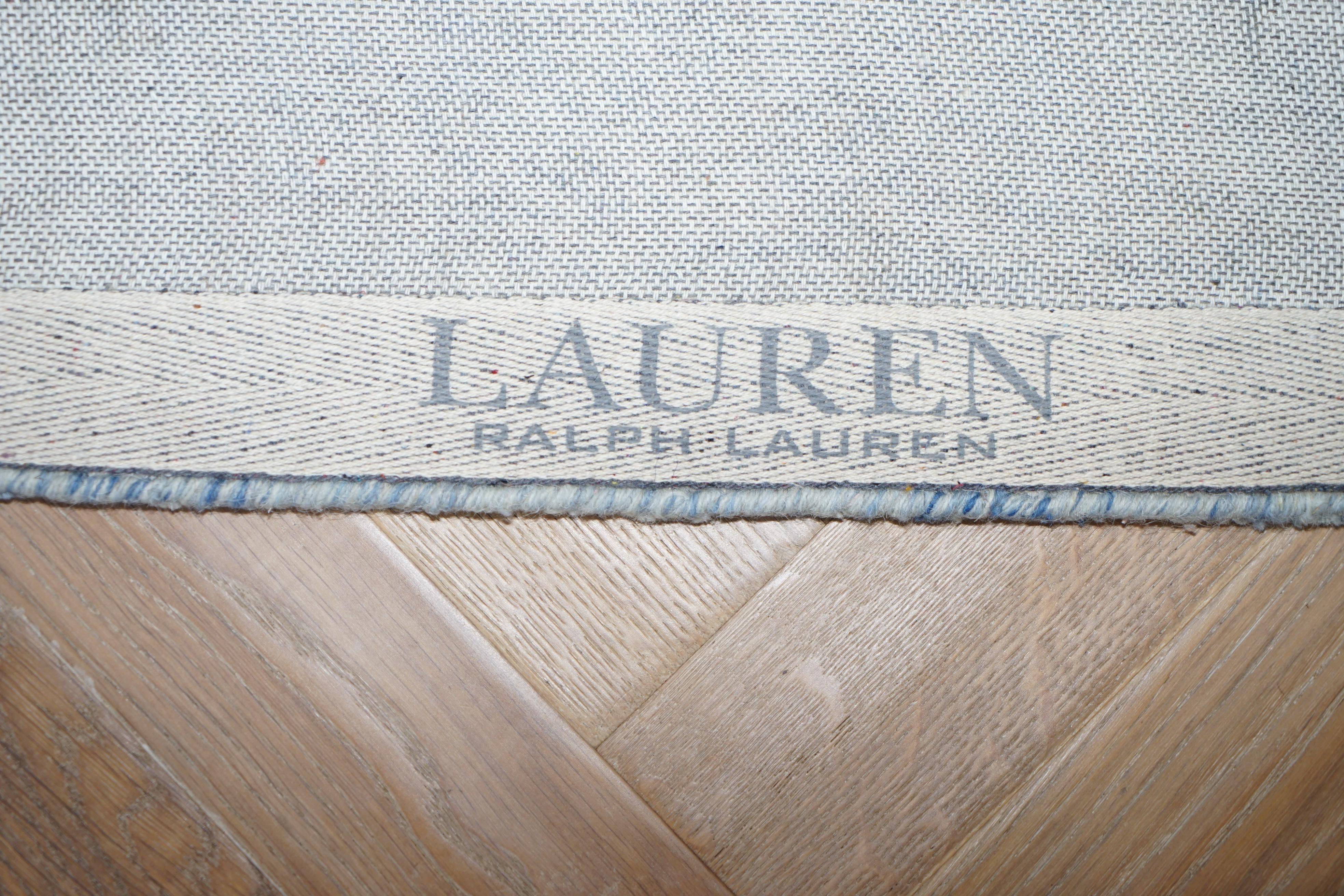 Ralph Lauren 100% Wool Pile Rug Chinese Blue Ivory Finish 3