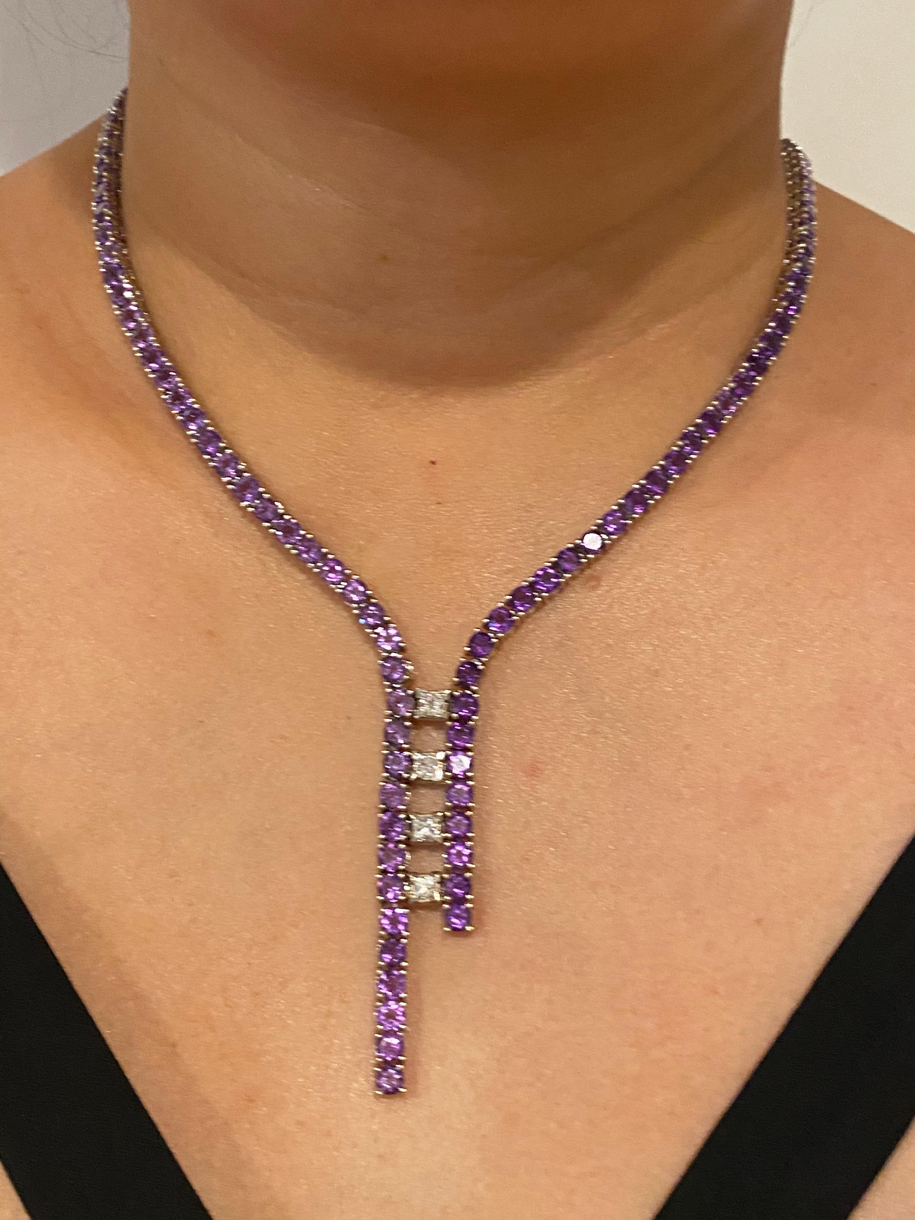 Ralph Lauren 18 Karat Diamant- und Amethyst-Halskette (Brillantschliff)