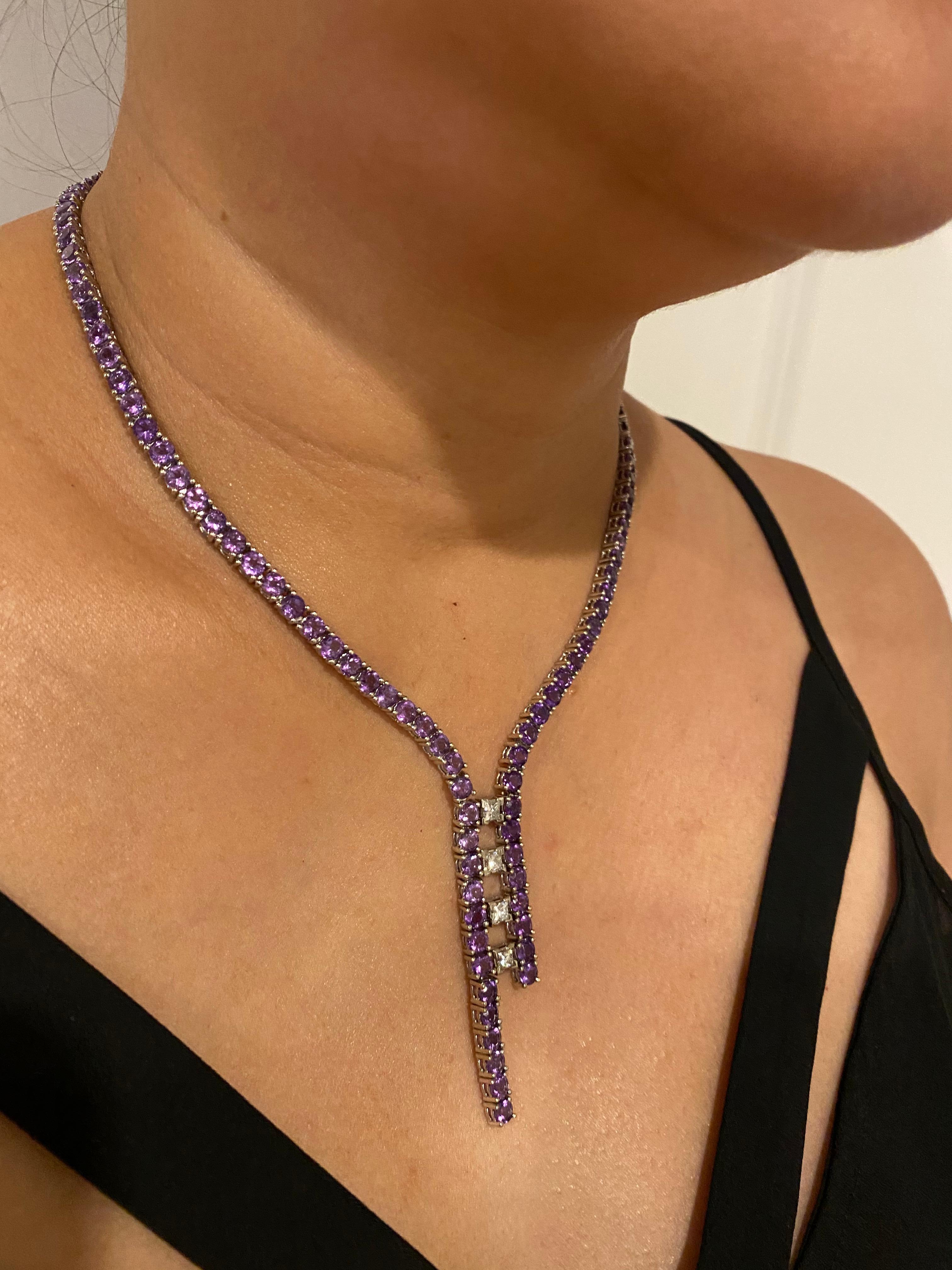 Ralph Lauren 18 Karat Diamant- und Amethyst-Halskette Damen