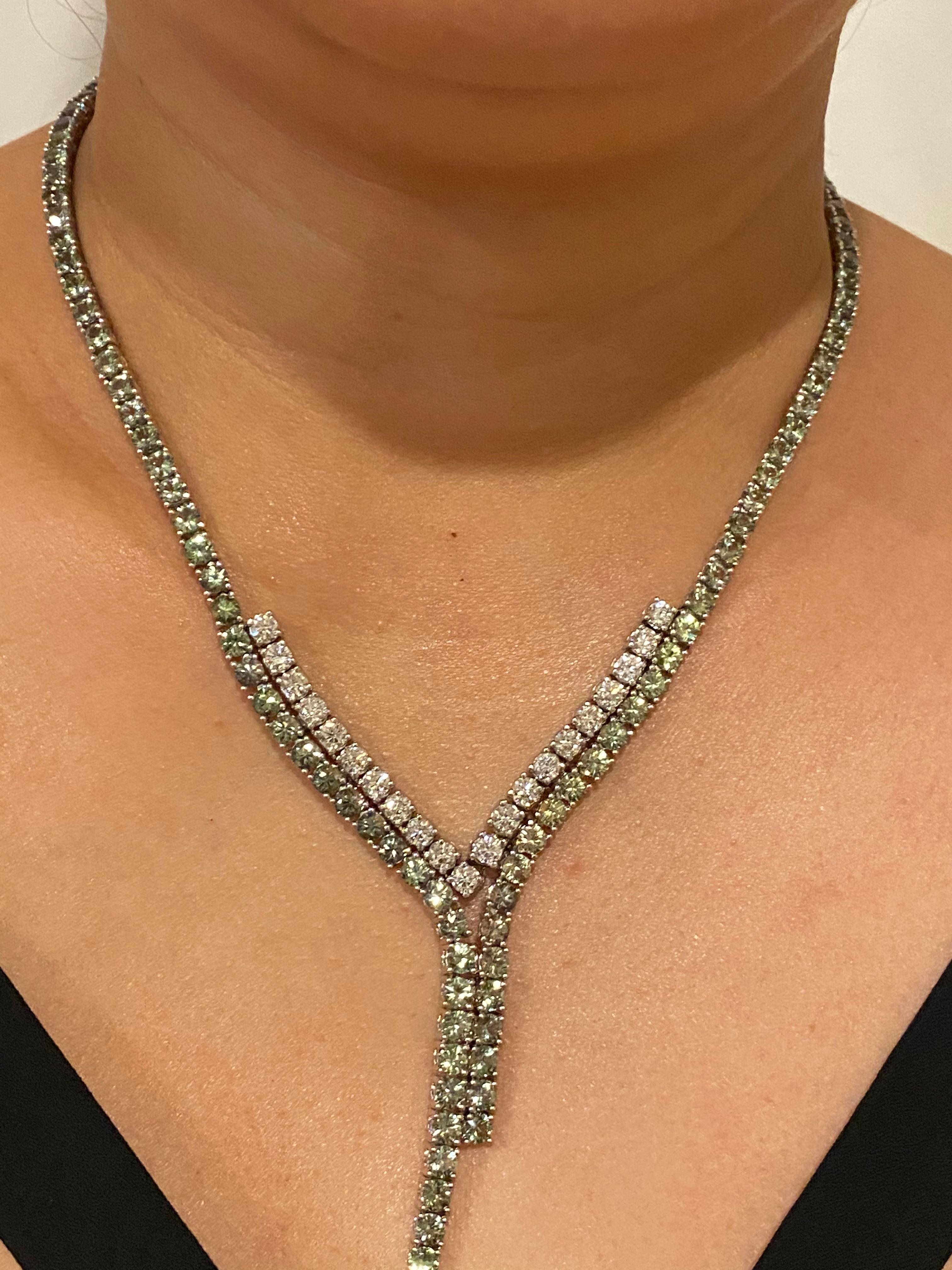 Contemporary Ralph Lauren 18K Peridot and Diamond Necklace