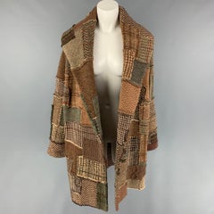 RALPH LAUREN 2009 Collection Size XS Brown Tan Olive Wool Blend Patchwork Coat