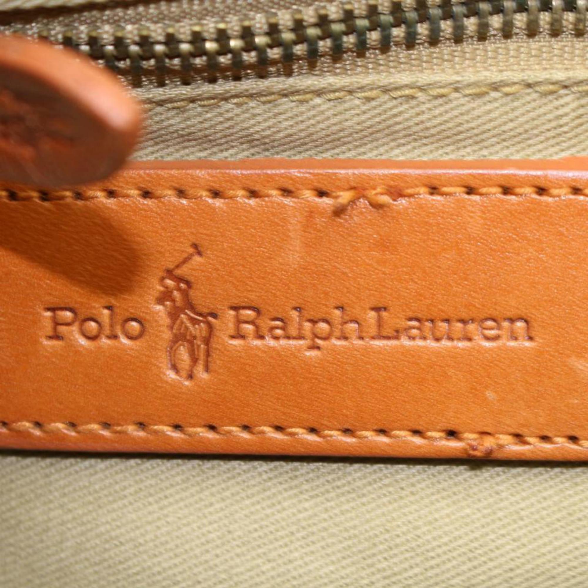 Women's Ralph Lauren 2way Travel 865955 Brown Canvas Shoulder Bag For Sale