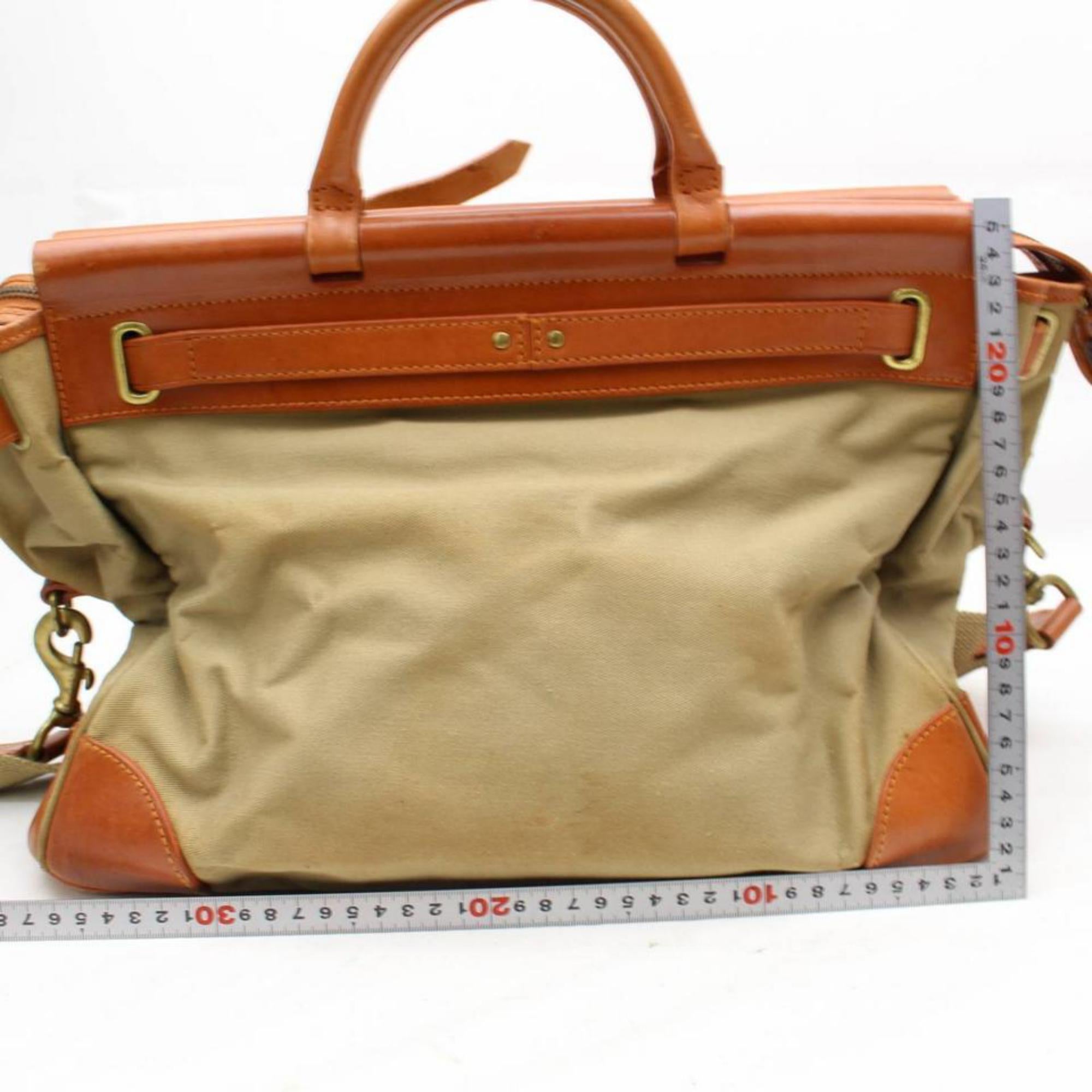 Ralph Lauren 2way Travel 865955 Brown Canvas Shoulder Bag For Sale 1