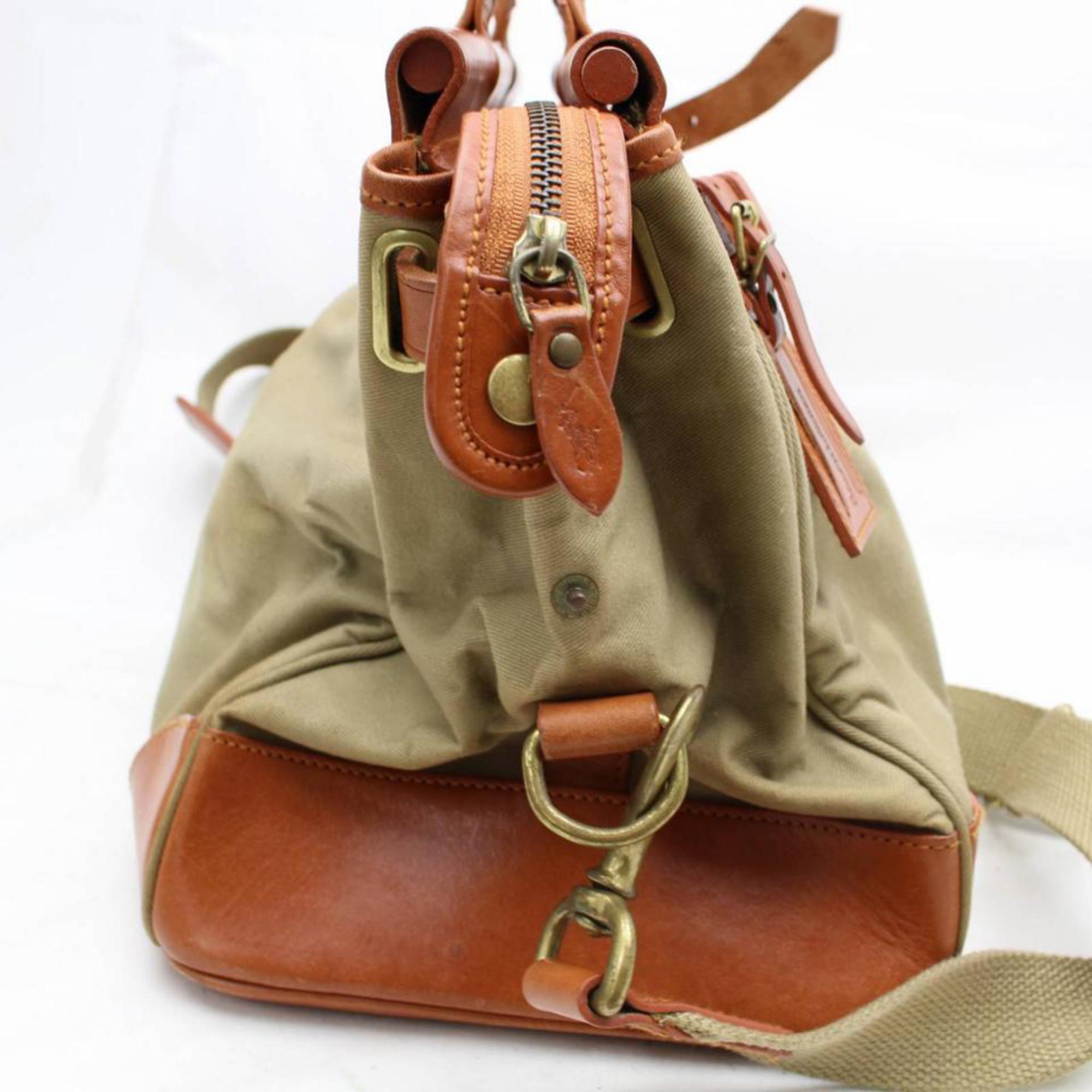 Ralph Lauren 2way Travel 865955 Brown Canvas Shoulder Bag For Sale 2