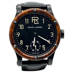 Ralph Lauren 359403 Automotive Kollektion 39mm Schwarzes Edelstahl-Wurzelholz