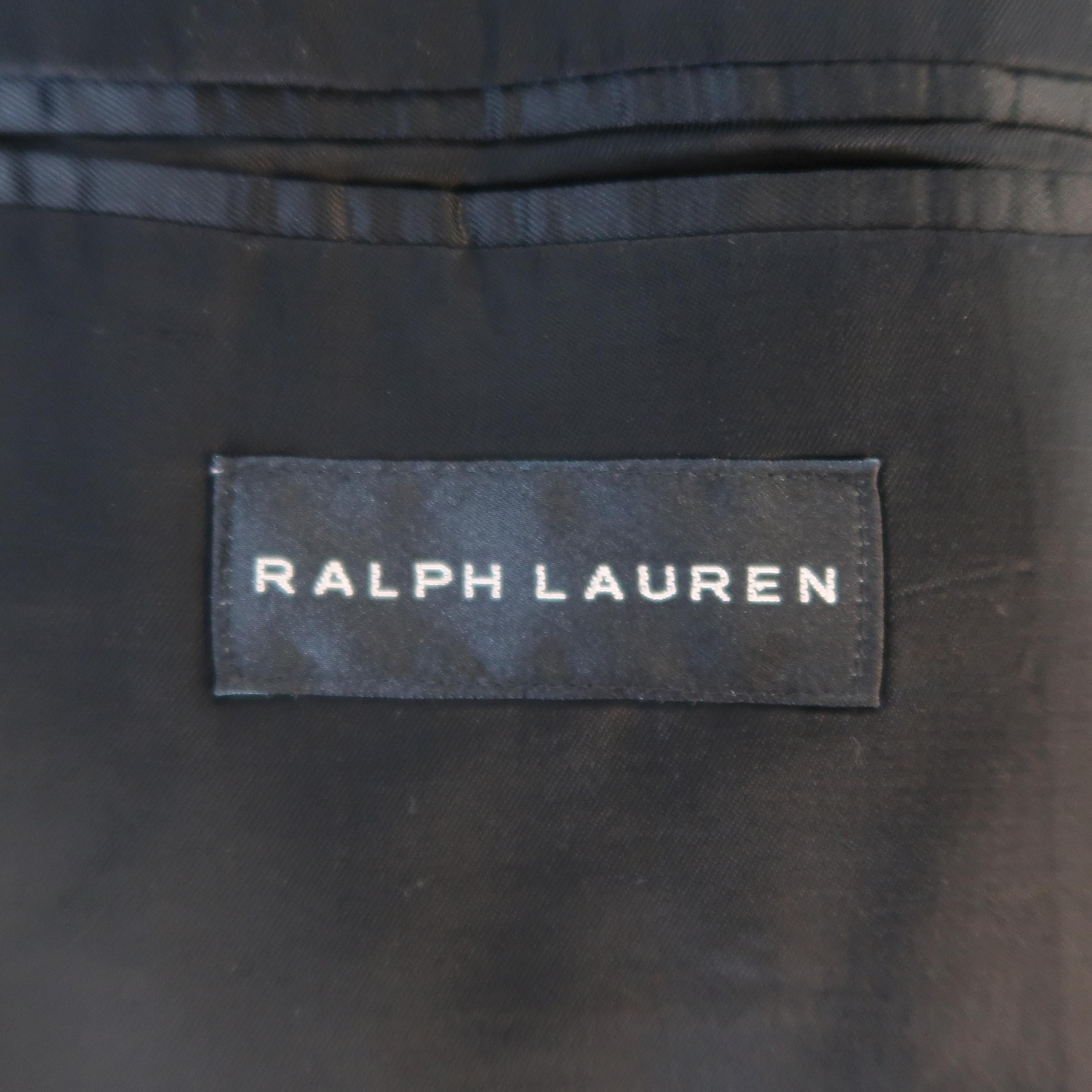 RALPH LAUREN 40 Black Pinstripe Wool Peak Lapel Suit In Excellent Condition In San Francisco, CA