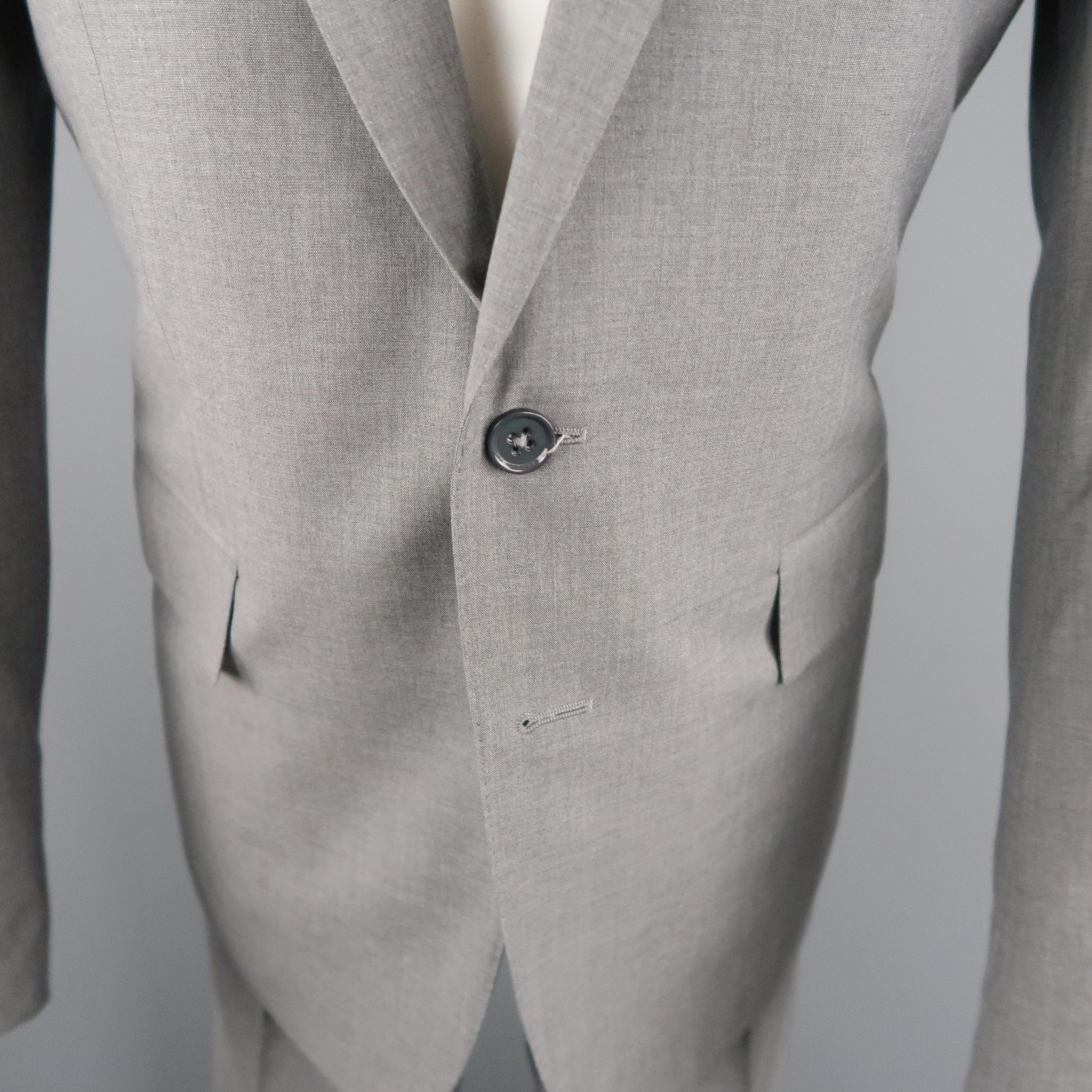 Men's RALPH LAUREN 40 Heather Gray Wool Notch Lapel Suit