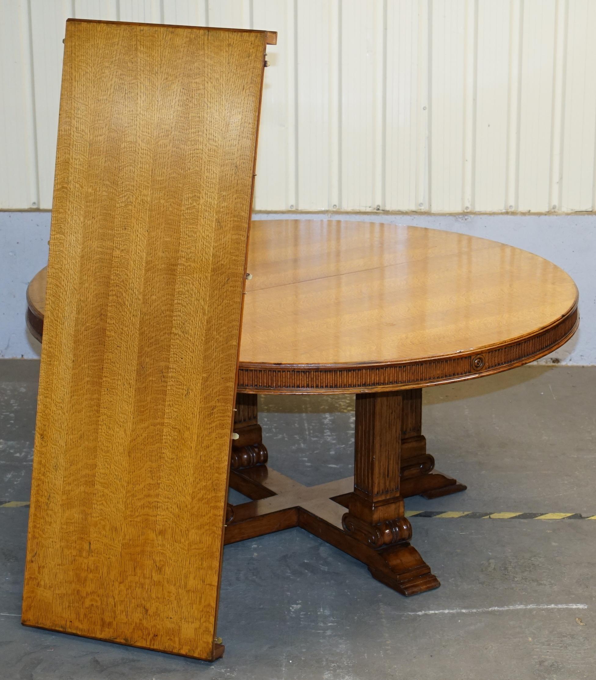 We are delighted to offer for sale this absolutely stunning RRP £15,000 Ralph Lauren Hither Hills solid oak extending dining table

I have two of these tables in stock which are exactly the same and six of the original high back throne brown leather