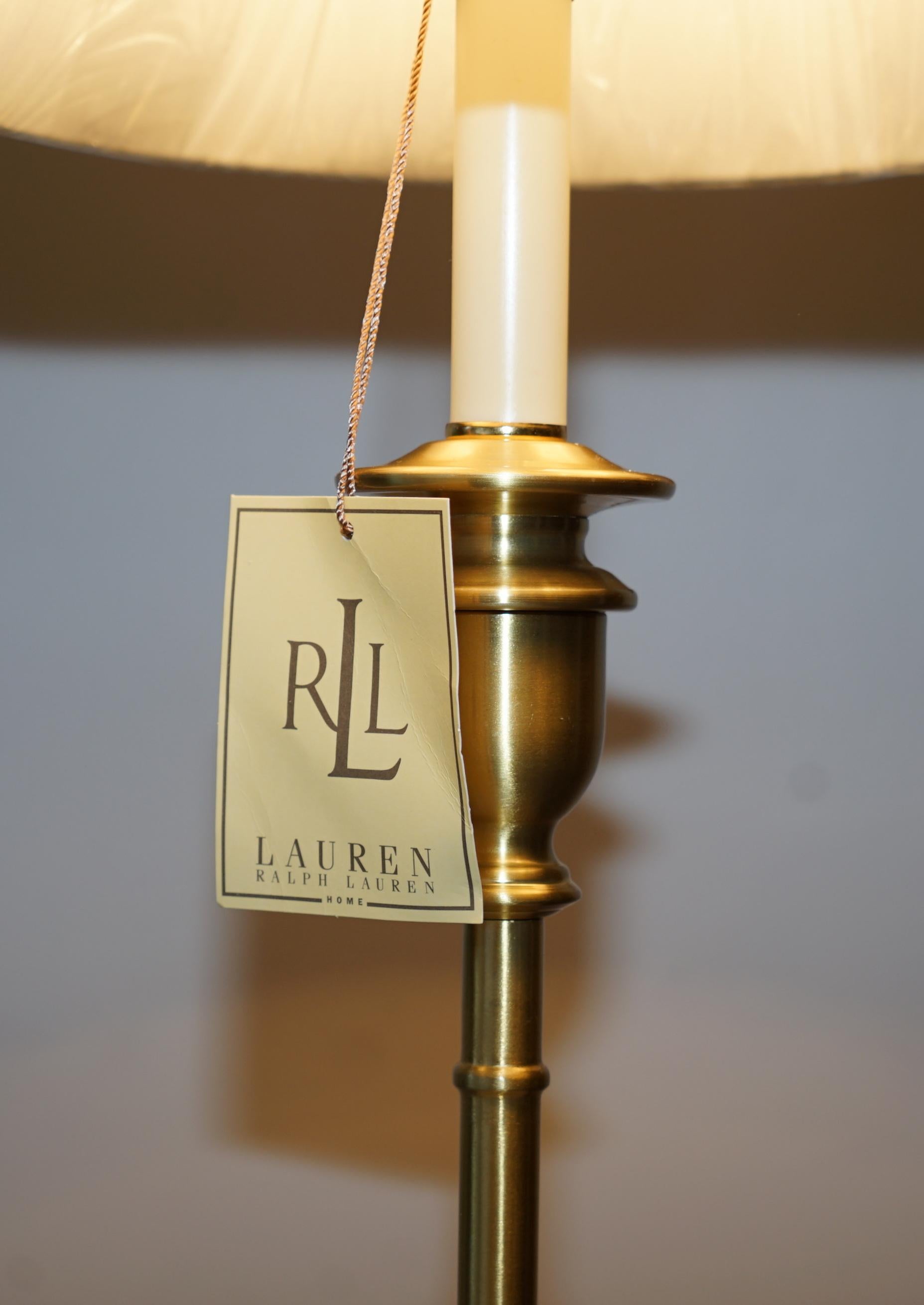 American 1 Of 3 Ralph Lauren 85cm Tall Victorian Brass Candle Table Lamp