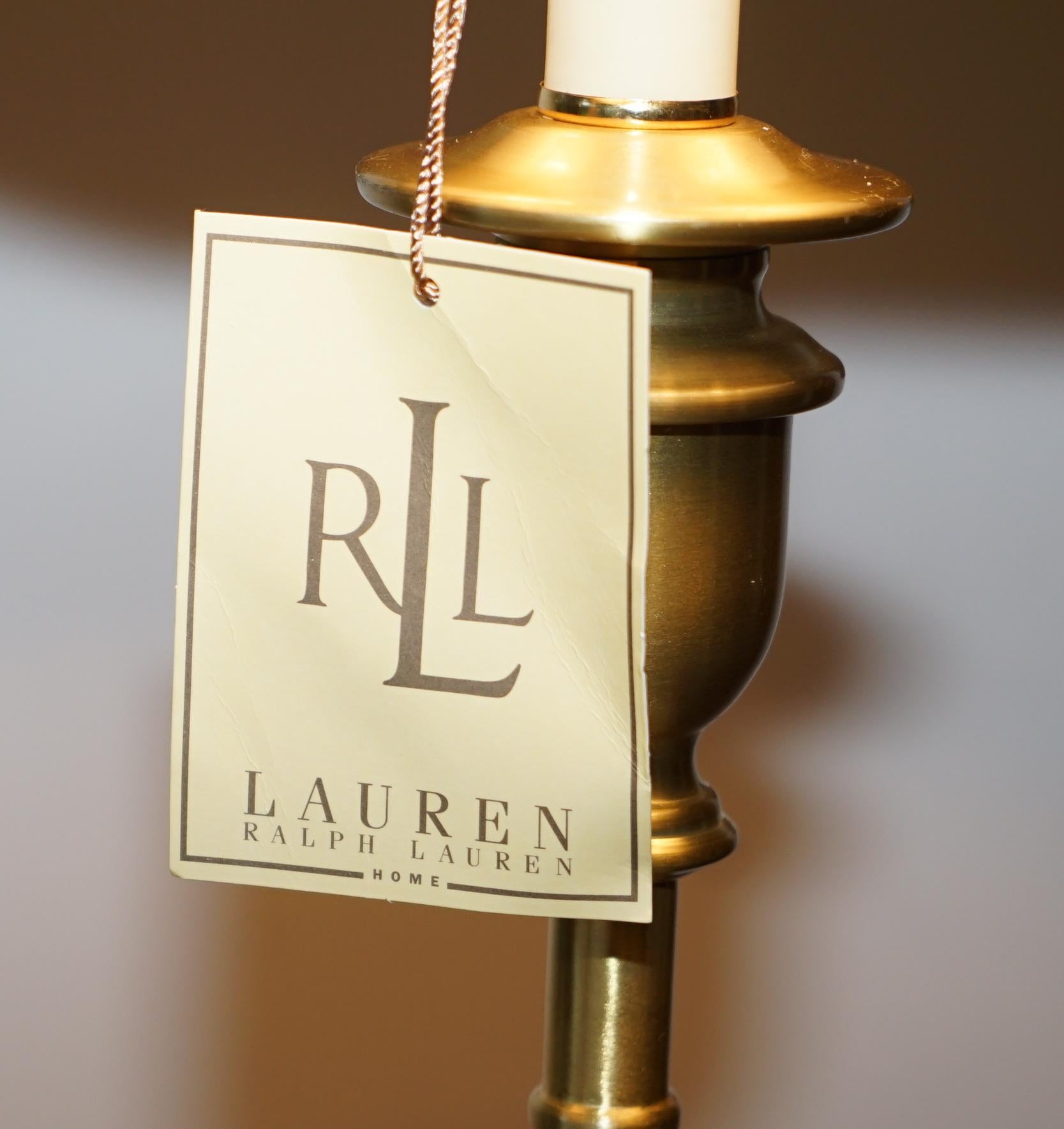 20th Century 1 Of 3 Ralph Lauren 85cm Tall Victorian Brass Candle Table Lamp