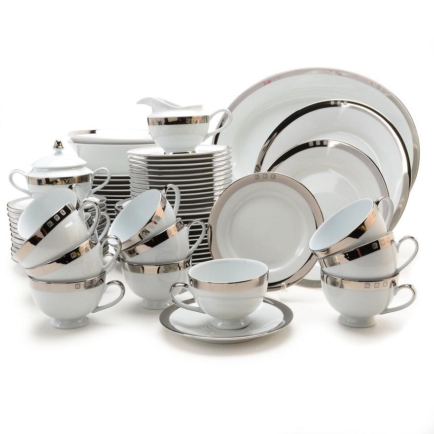 American Classical Ralph Lauren Academy Platinum Dinnerware, Set of 12 Place Settings