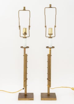 Ralph Lauren Adjustable Brass Table Lamps, Pair