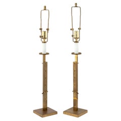 Ralph Lauren Adjustable Brass Table Lamps, Pair