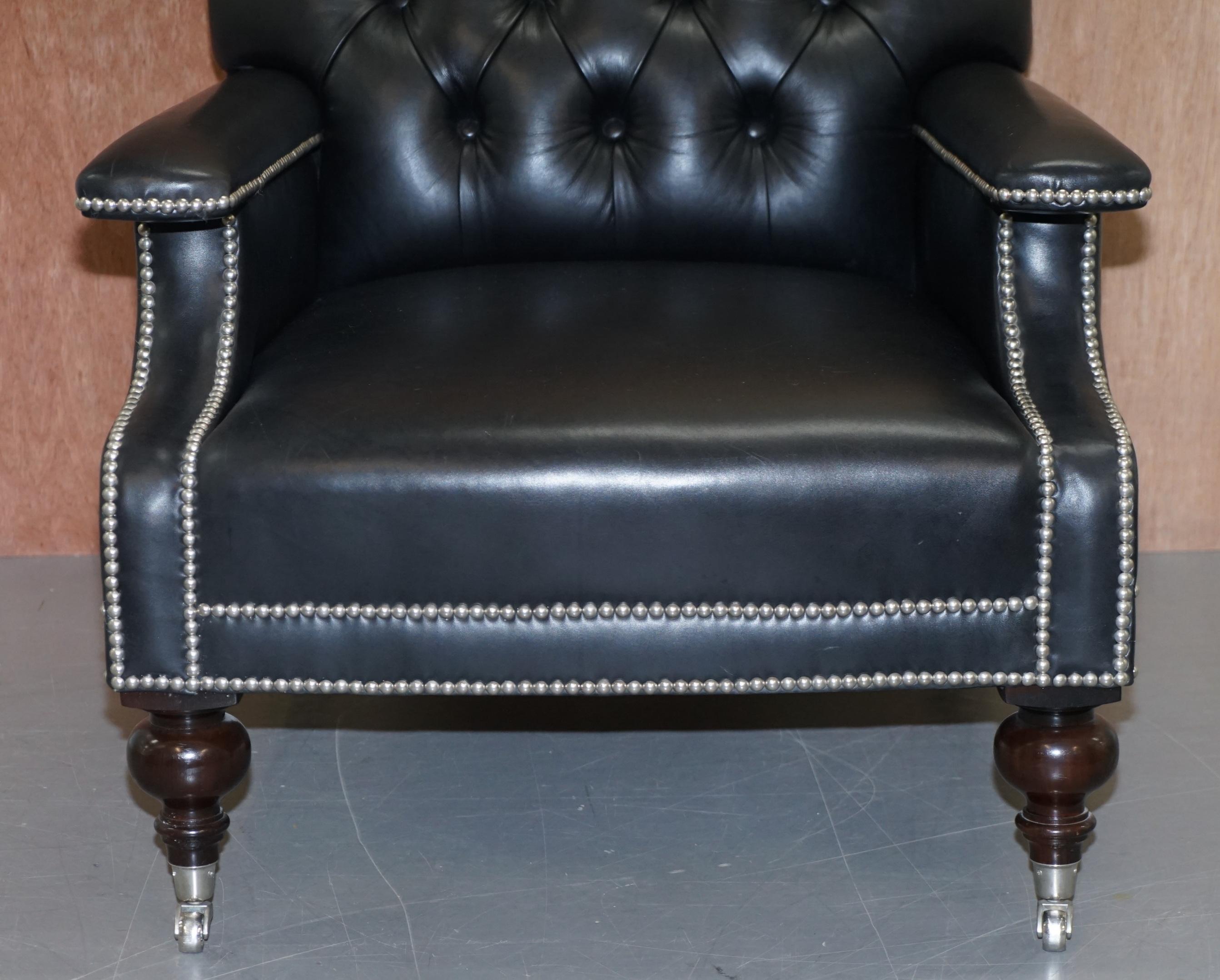 Ralph Lauren Alfred Black Leather Chesterfield Buttoned Club Armchair 1