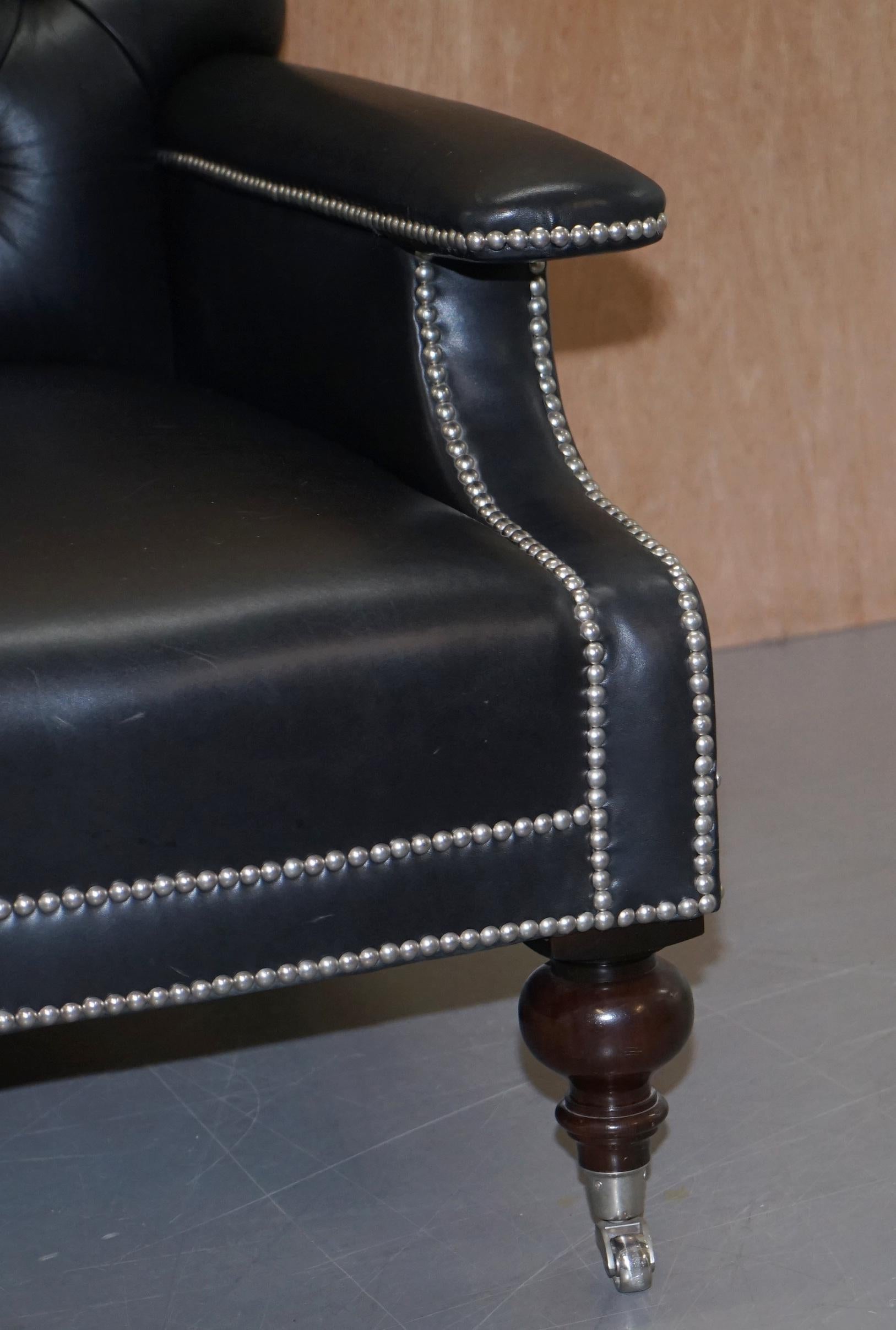 Ralph Lauren Alfred Black Leather Chesterfield Buttoned Club Armchair 1