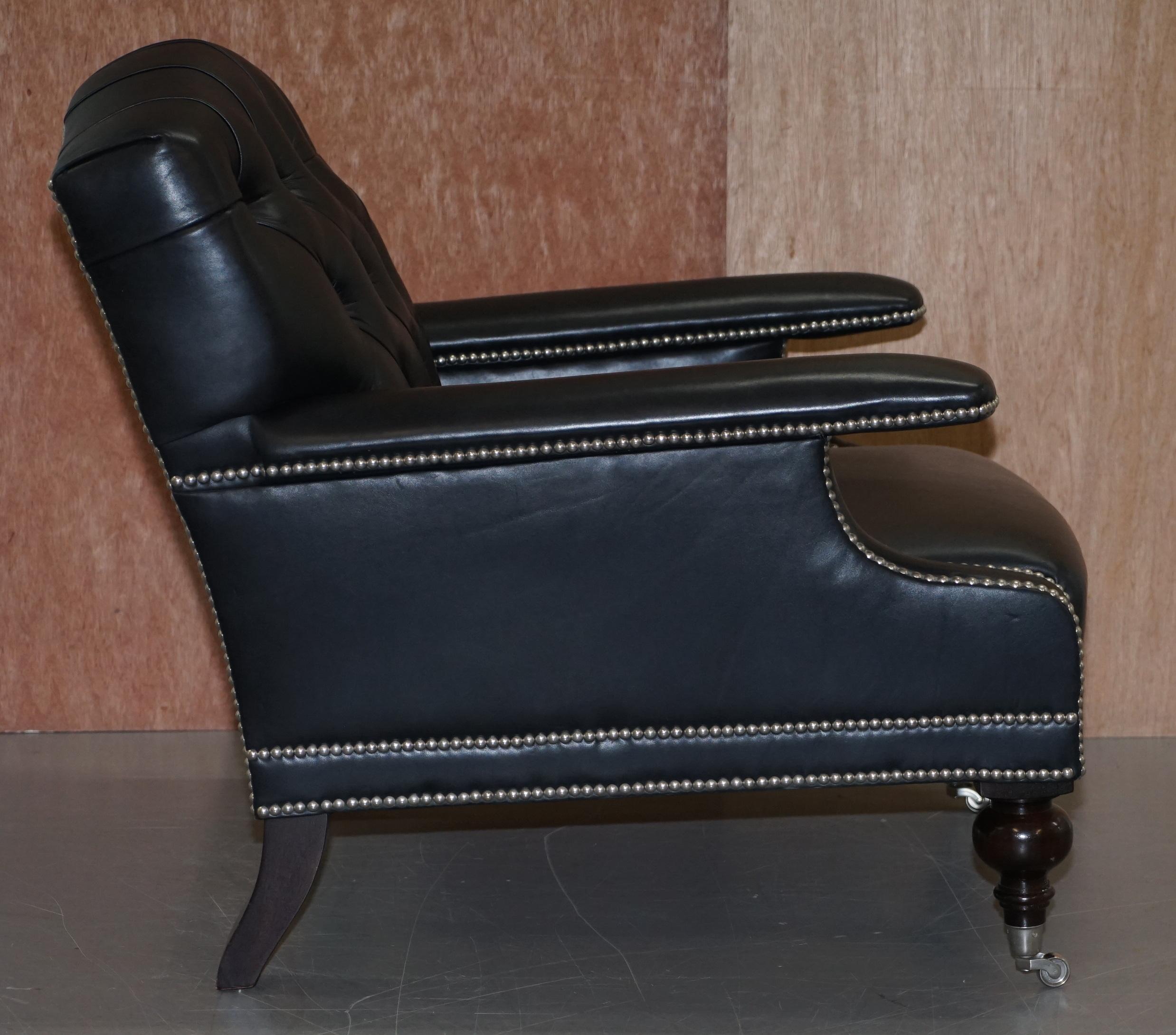 Ralph Lauren Alfred Black Leather Chesterfield Buttoned Club Armchair 4