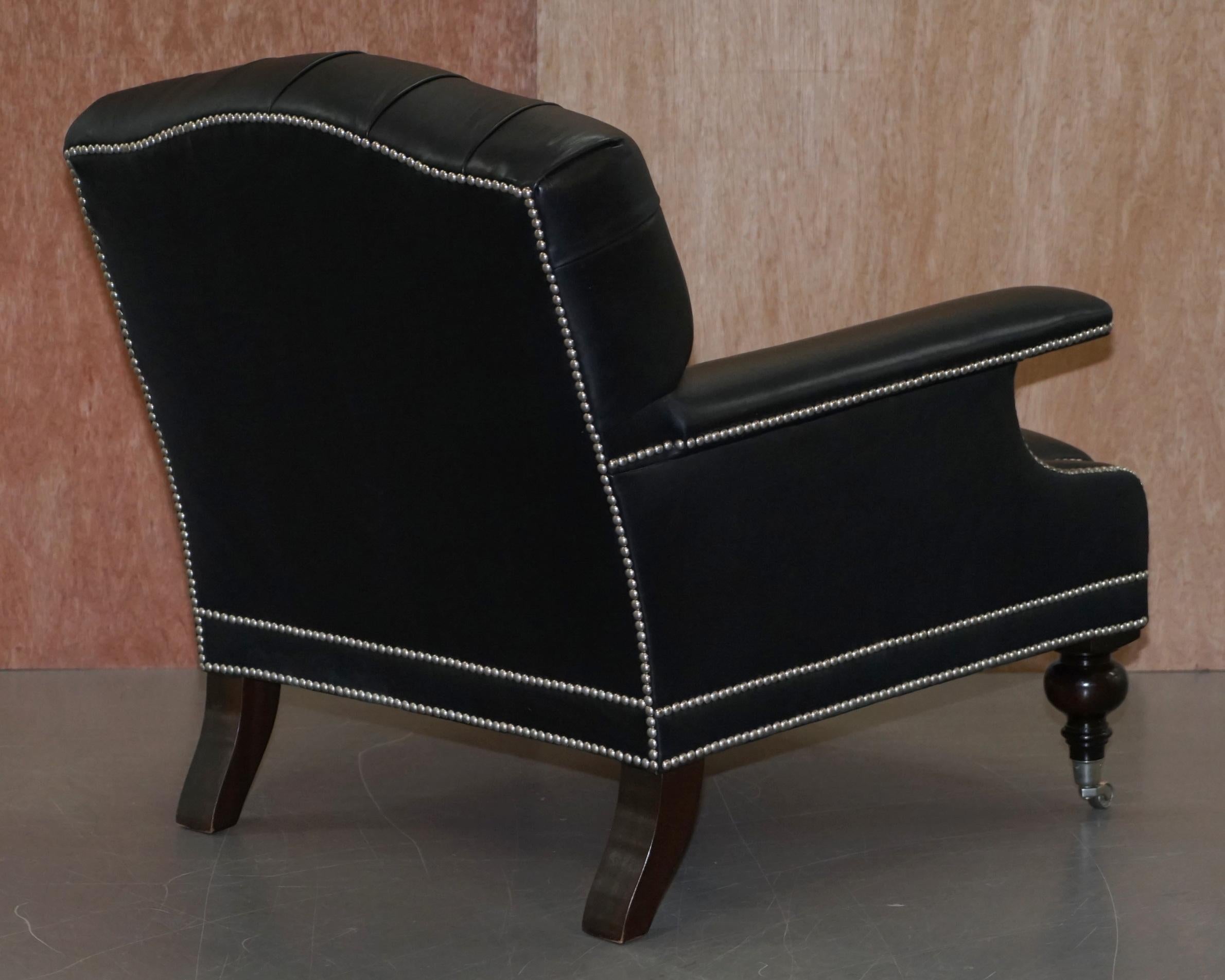 Ralph Lauren Alfred Black Leather Chesterfield Buttoned Club Armchair 7