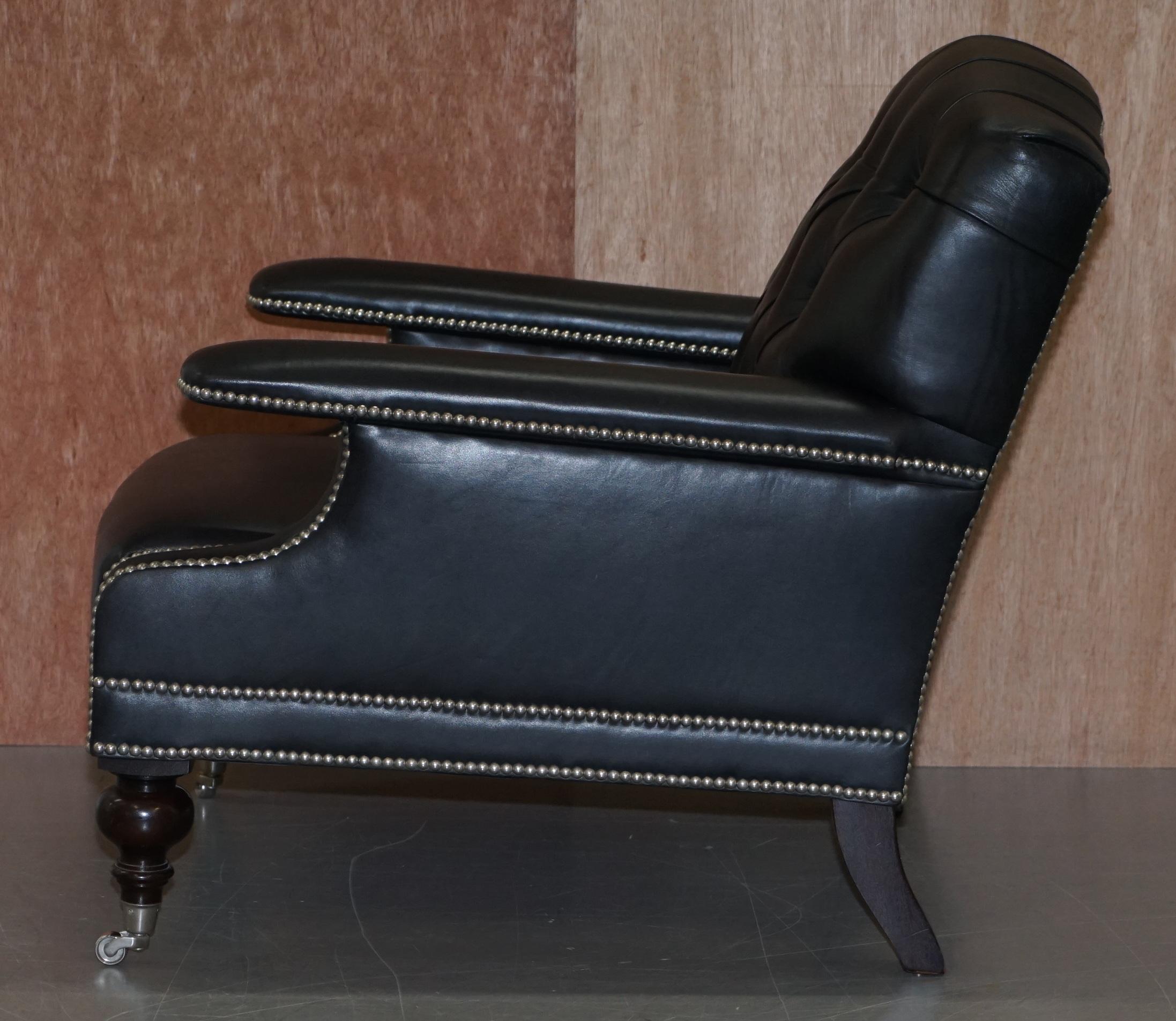 Ralph Lauren Alfred Black Leather Chesterfield Buttoned Club Armchair 8