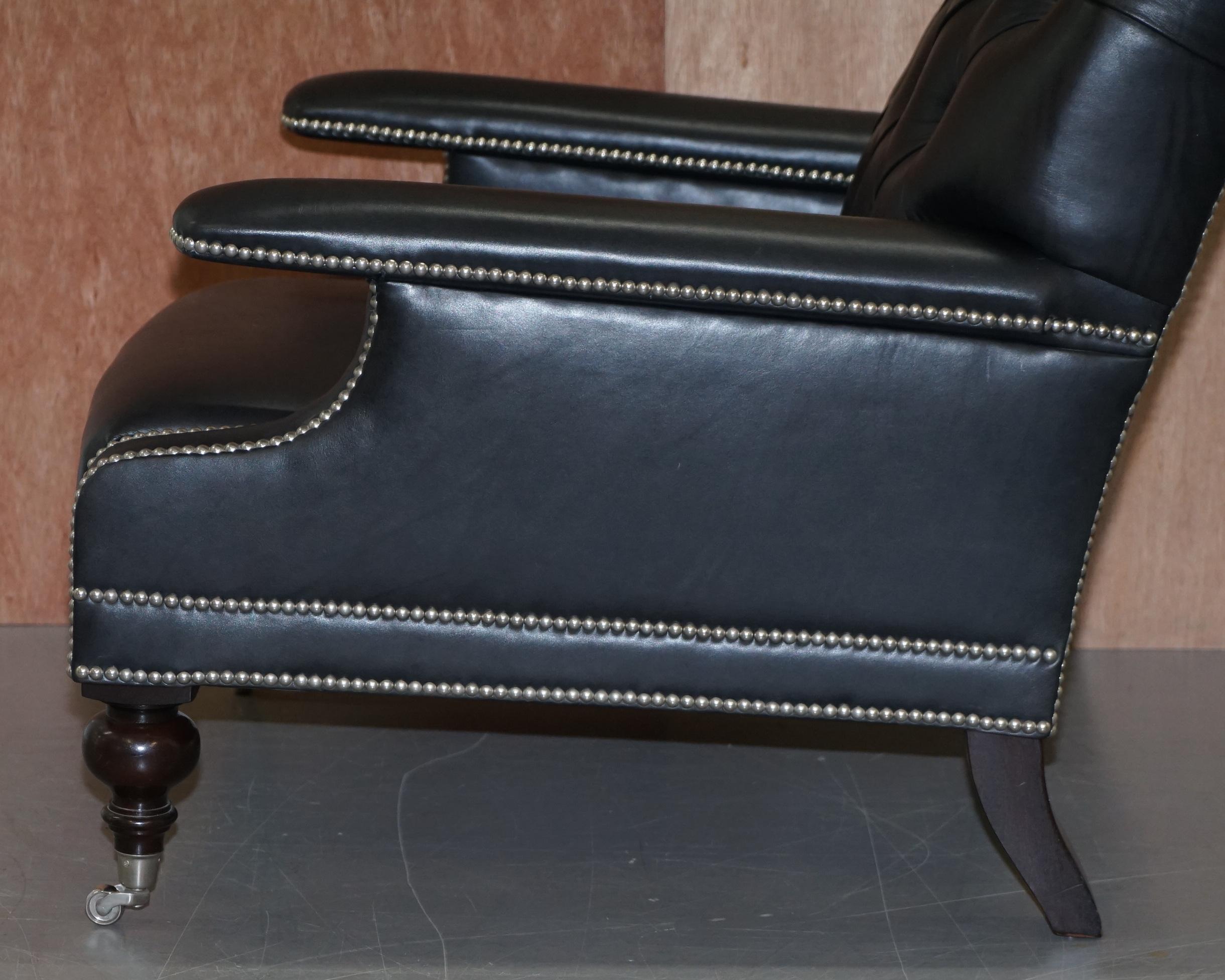 Ralph Lauren Alfred Black Leather Chesterfield Buttoned Club Armchair 10