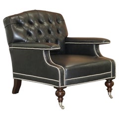 Ralph Lauren Alfred Black Leather Chesterfield Buttoned Club Armchair