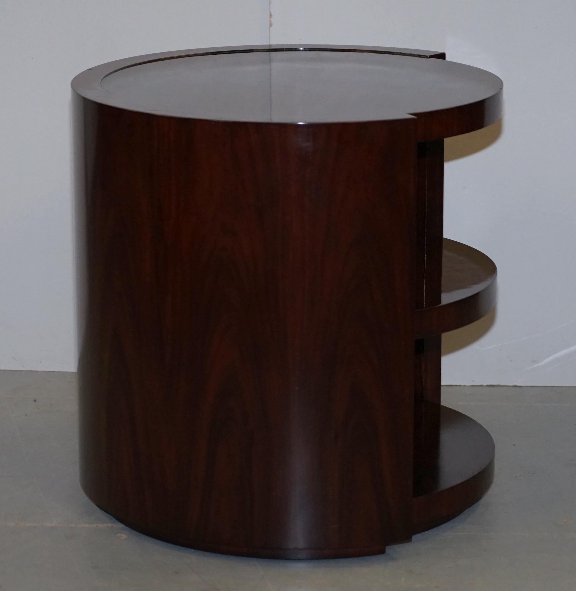 Ralph Lauren American Hardwood Drum Side End Lamp Wine Table and Shelves 6