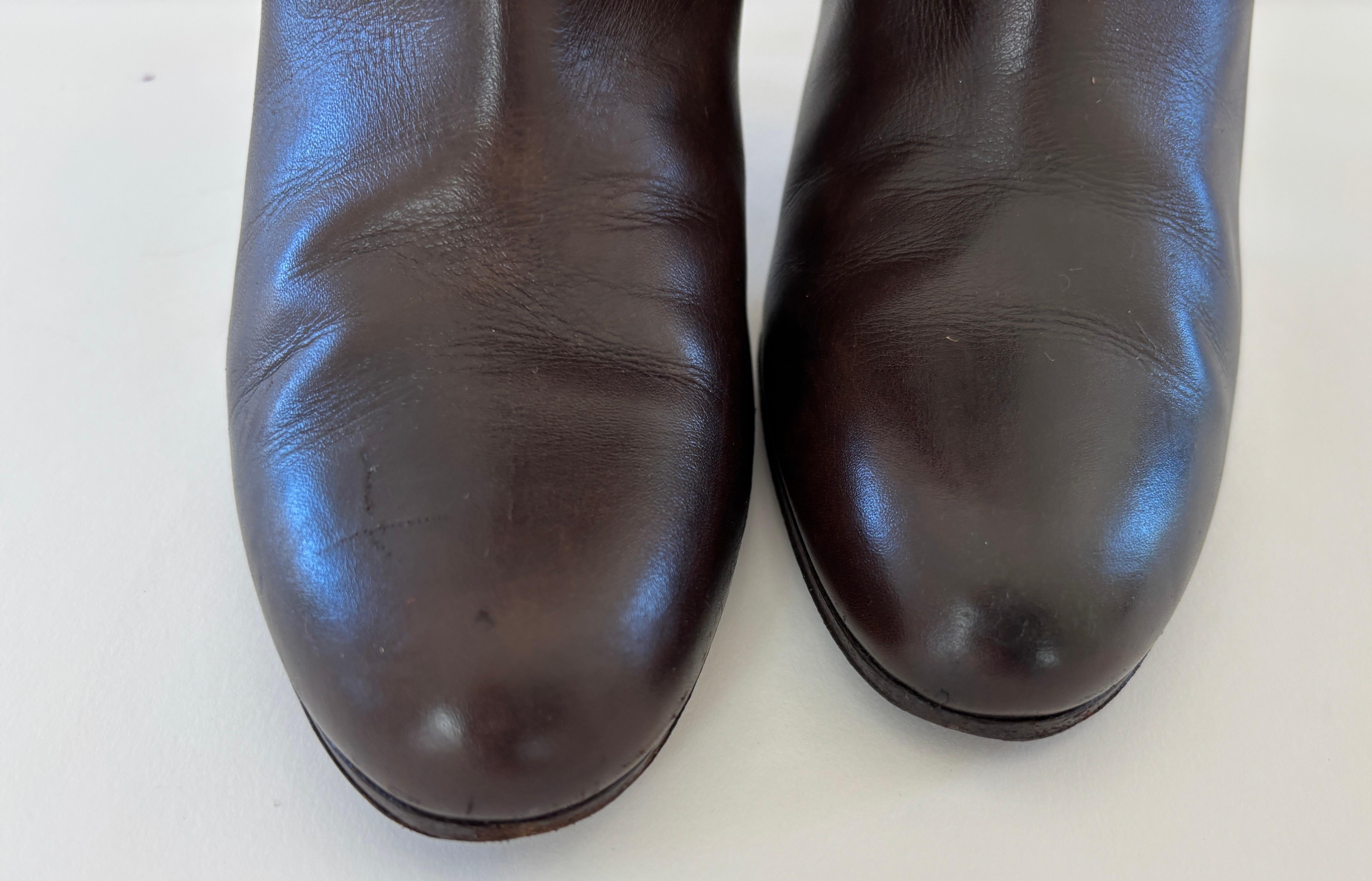 Ralph Lauren Ankle Boots Brown Calfskin RL Purple Collection Sz 9 US For Sale 6