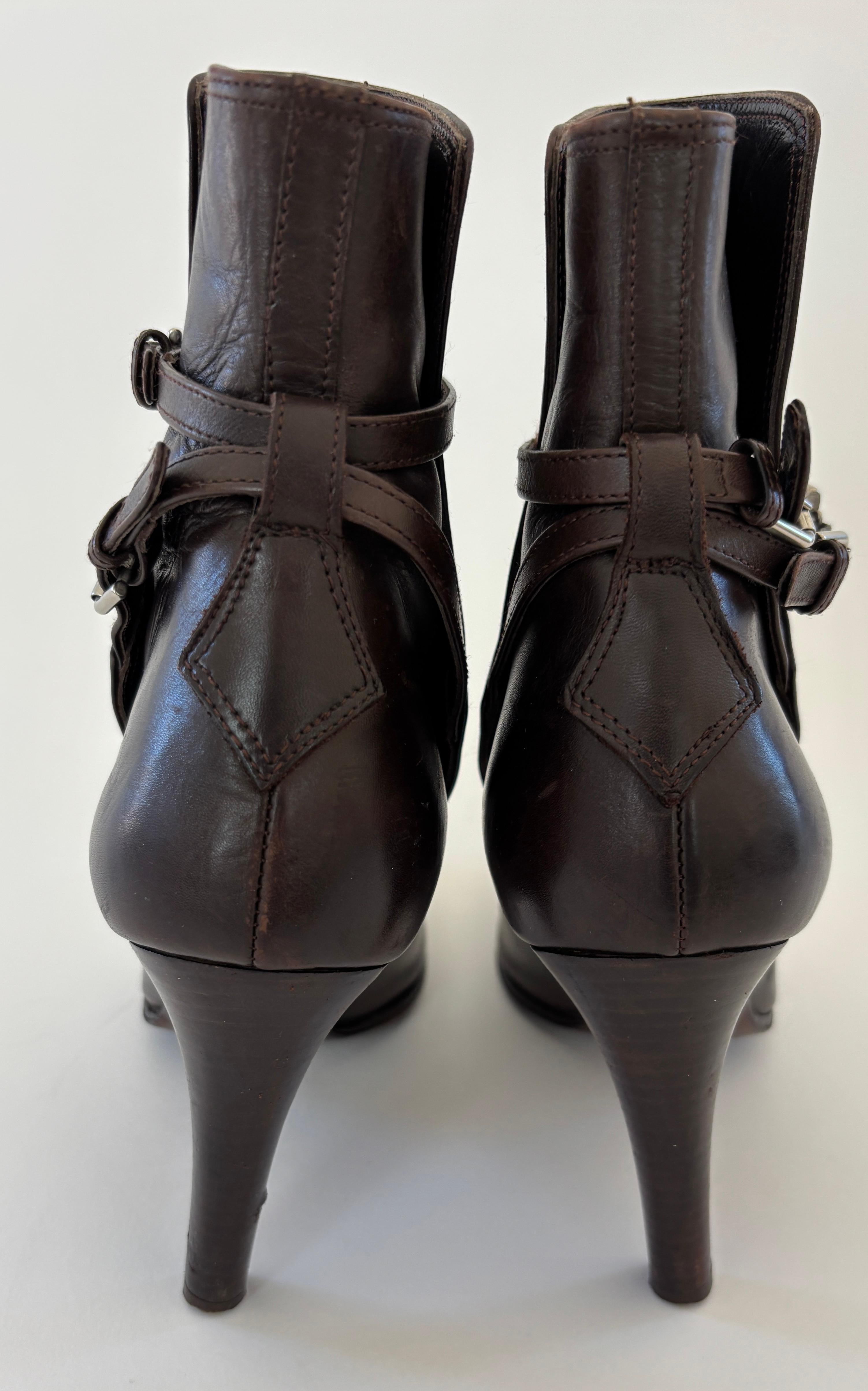 Ralph Lauren Ankle Boots Brown Calfskin RL Purple Collection Sz 9 US For Sale 7
