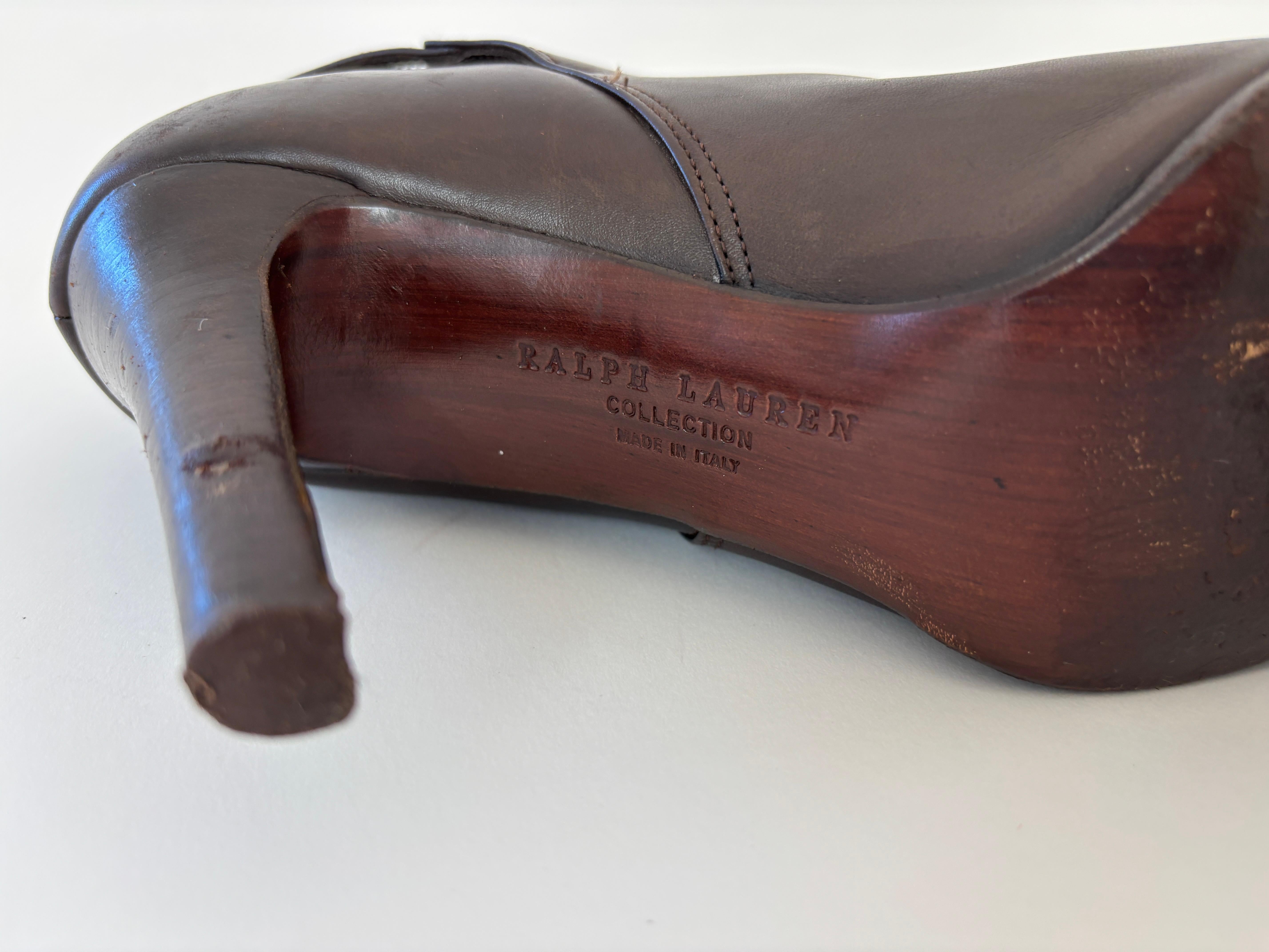 Ralph Lauren Ankle Boots Brown Calfskin RL Purple Collection Sz 9 US For Sale 9