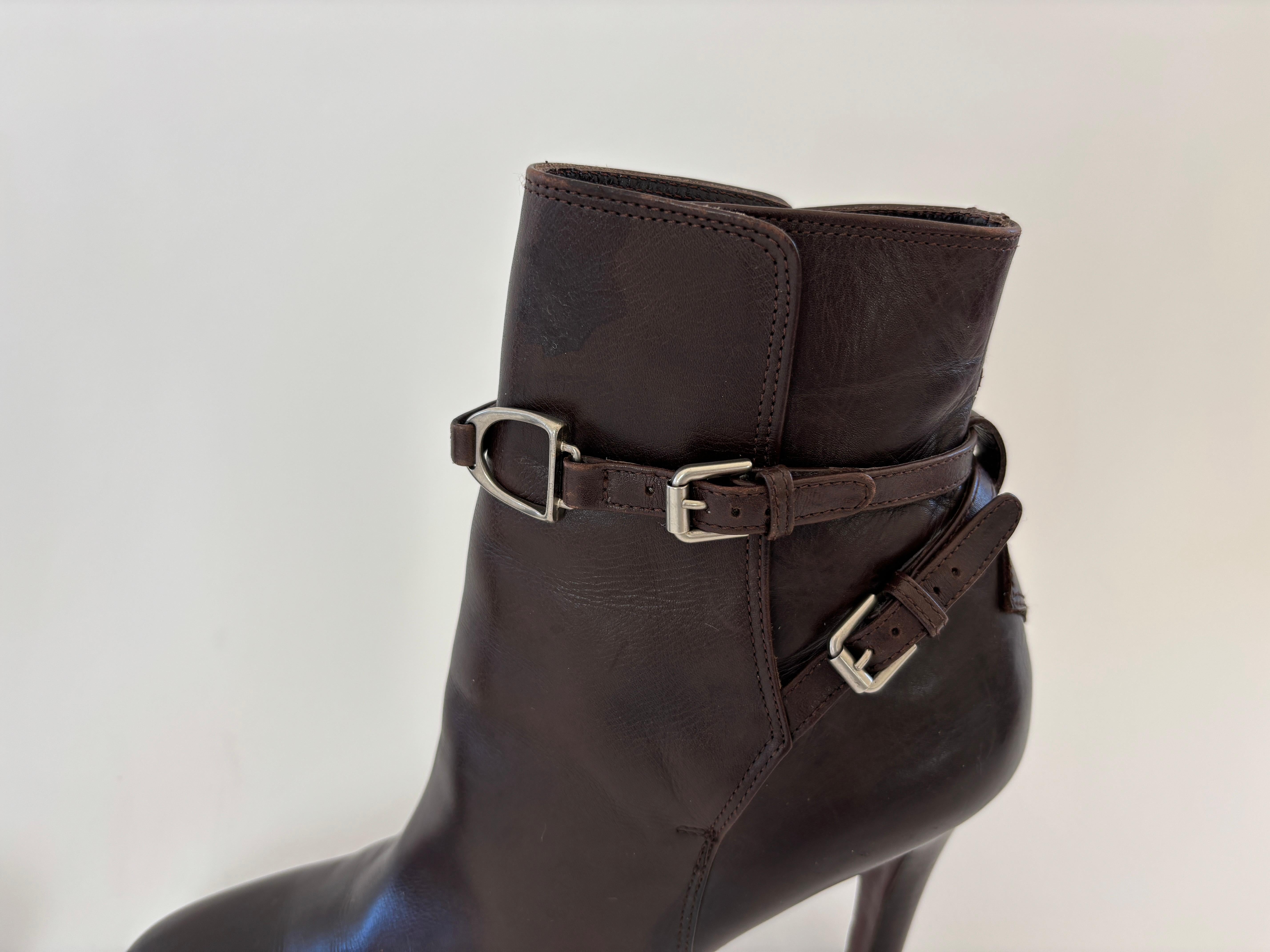 Ralph Lauren Ankle Boots Brown Calfskin RL Purple Collection Sz 9 US For Sale 2