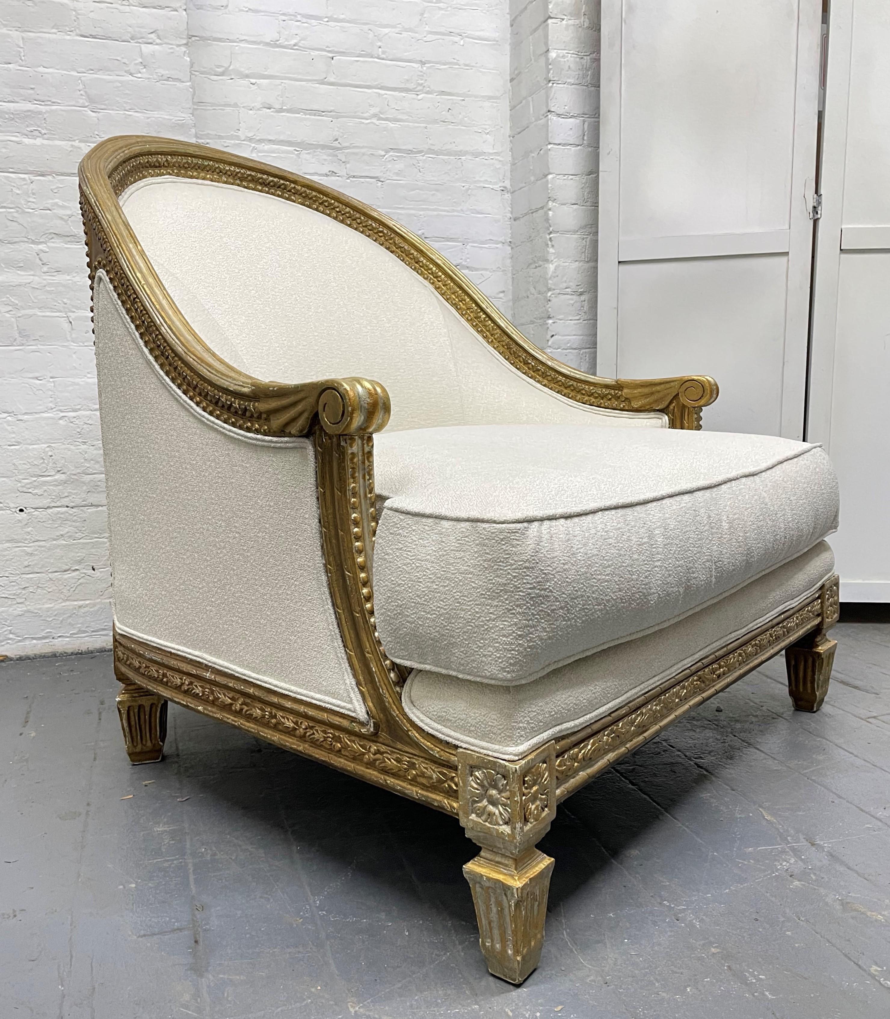 Neoclassical Ralph Lauren Antique Style Lounge Chair and Ottoman For Sale