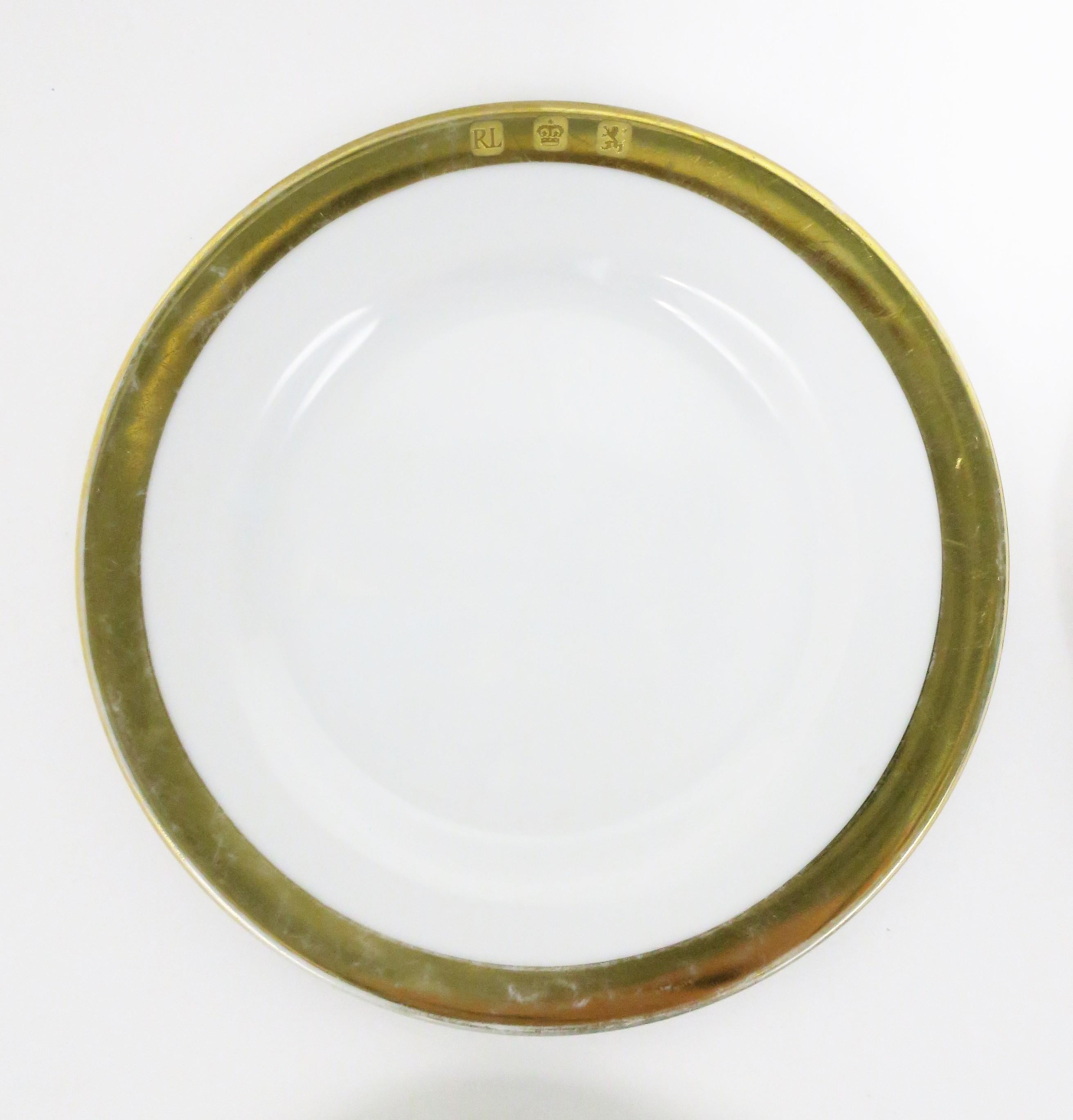 20th Century Ralph Lauren Appetizer Plates White and Gold Porcelain, 1990s